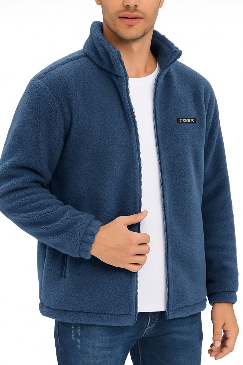 Genius Store Oversize Pelüş Polar Erkek Fermuarlı Sweatshirt Hırka Oversize-PELUSS