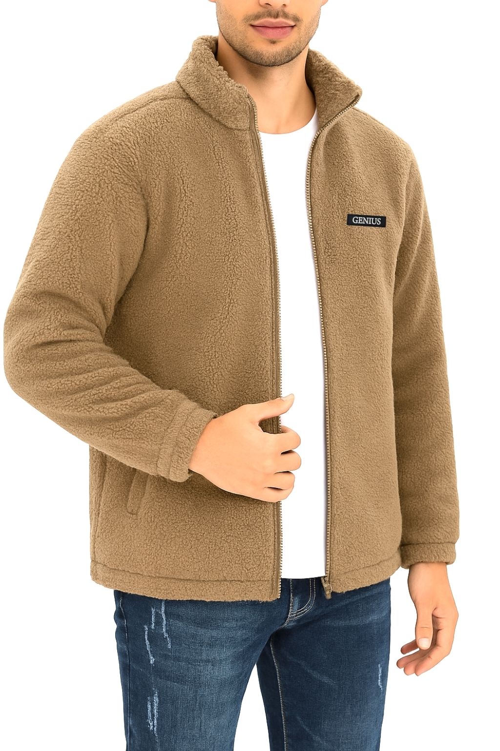 Genius Store Oversize Pelüş Polar Erkek Fermuarlı Sweatshirt Hırka Oversize-PELUSS