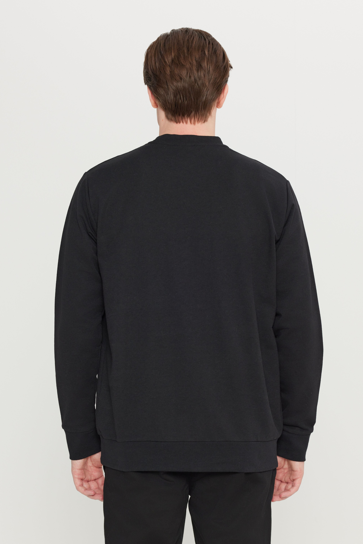 AC&Co / Altınyıldız Classics Erkek Siyah 2 İplik Pamuklu Standart Fit Normal Kesim Bisiklet Yaka Sweatshirt görsel 5