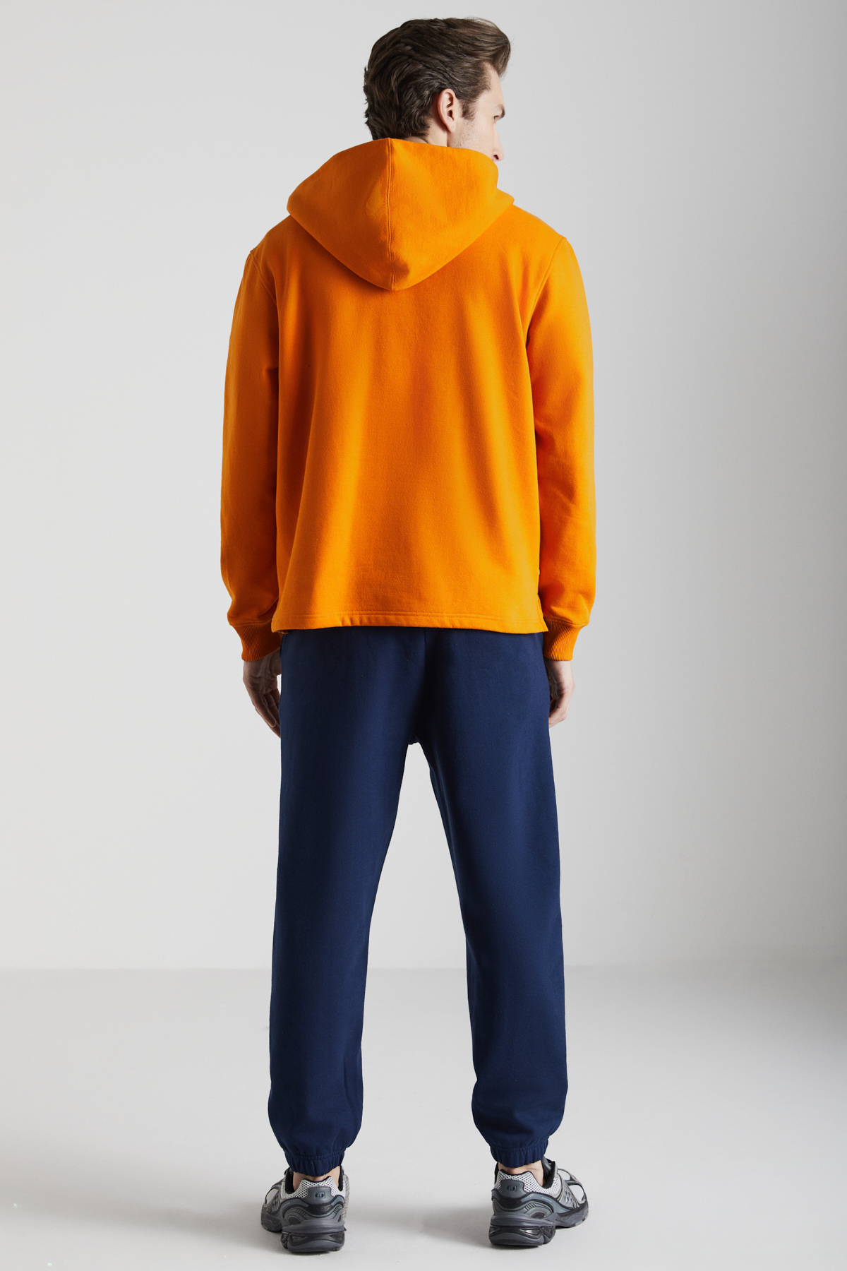 GRIMELANGE KARLO Erkek Pamuklu Kapüşonlu Yakası Düğmeli TURUNCU Sweatshirt görsel 2