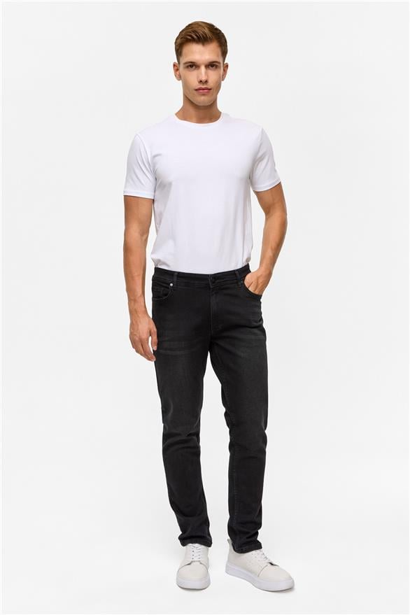 Süvari Siyah Slim Denim Jean Pantolon