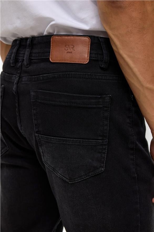 Süvari Siyah Slim Denim Jean Pantolon görsel 5