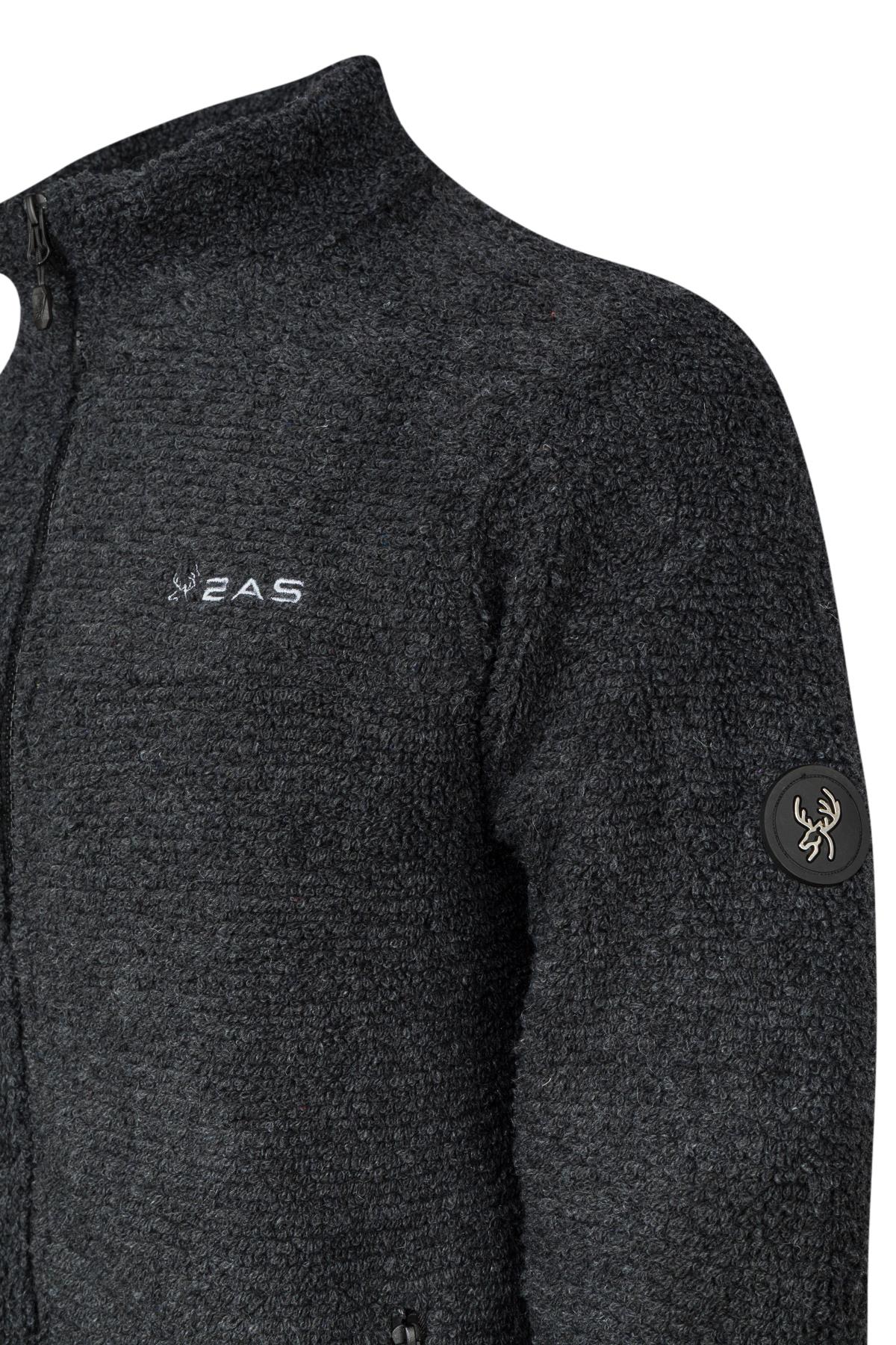 2AS Hanoi Dik Yaka Havlu Merino Erkek Fermuarlı Sweatshirt Hırka Siyah görsel 3