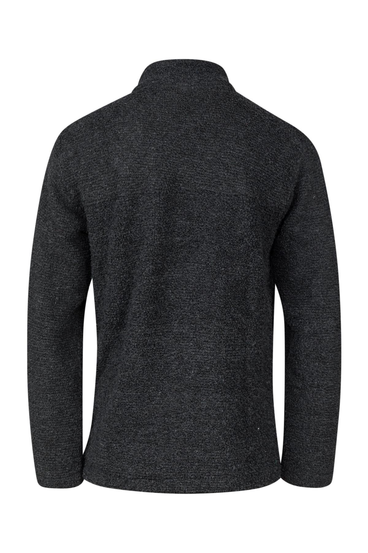 2AS Hanoi Dik Yaka Havlu Merino Erkek Fermuarlı Sweatshirt Hırka Siyah görsel 4