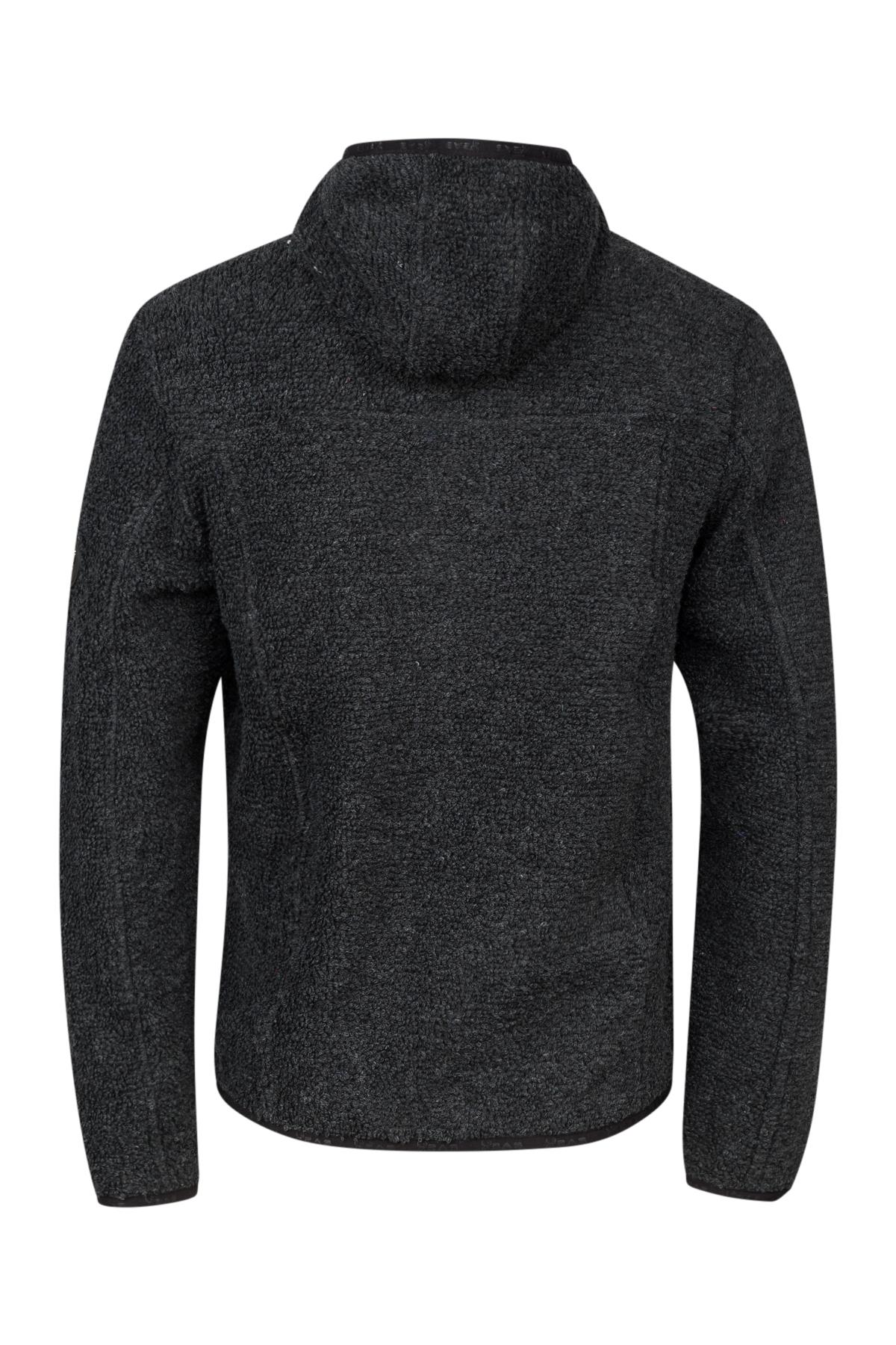 2AS Edgar Kapüşonlu Havlu Merino Erkek Fermuarlı Sweatshirt Hırka Siyah görsel 4