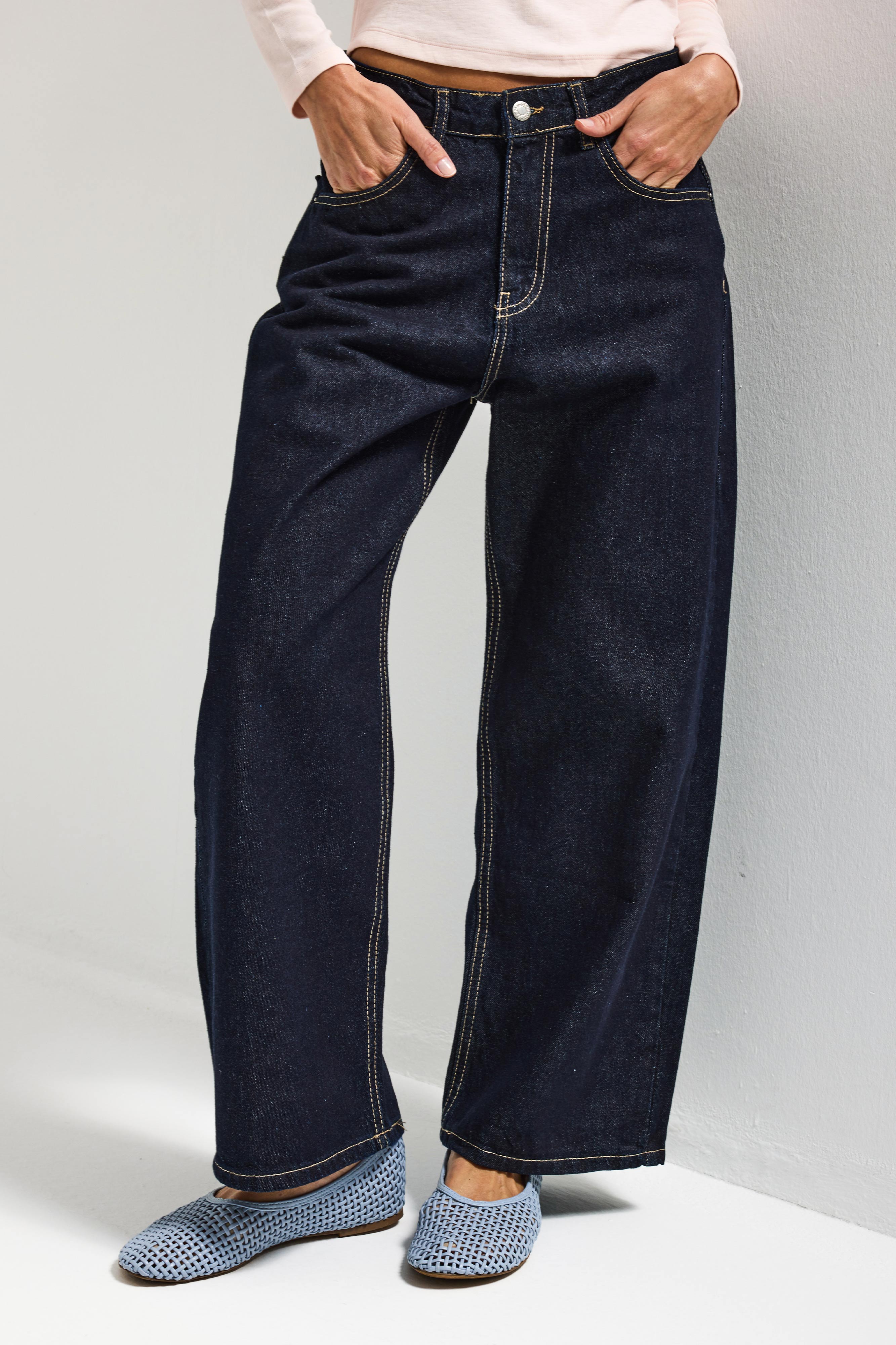 It's Basic Kadın İndigo Selvedge 7s6-50 Baggy Low Rise Fit Tokyo %100 Pamuk Denim Jean