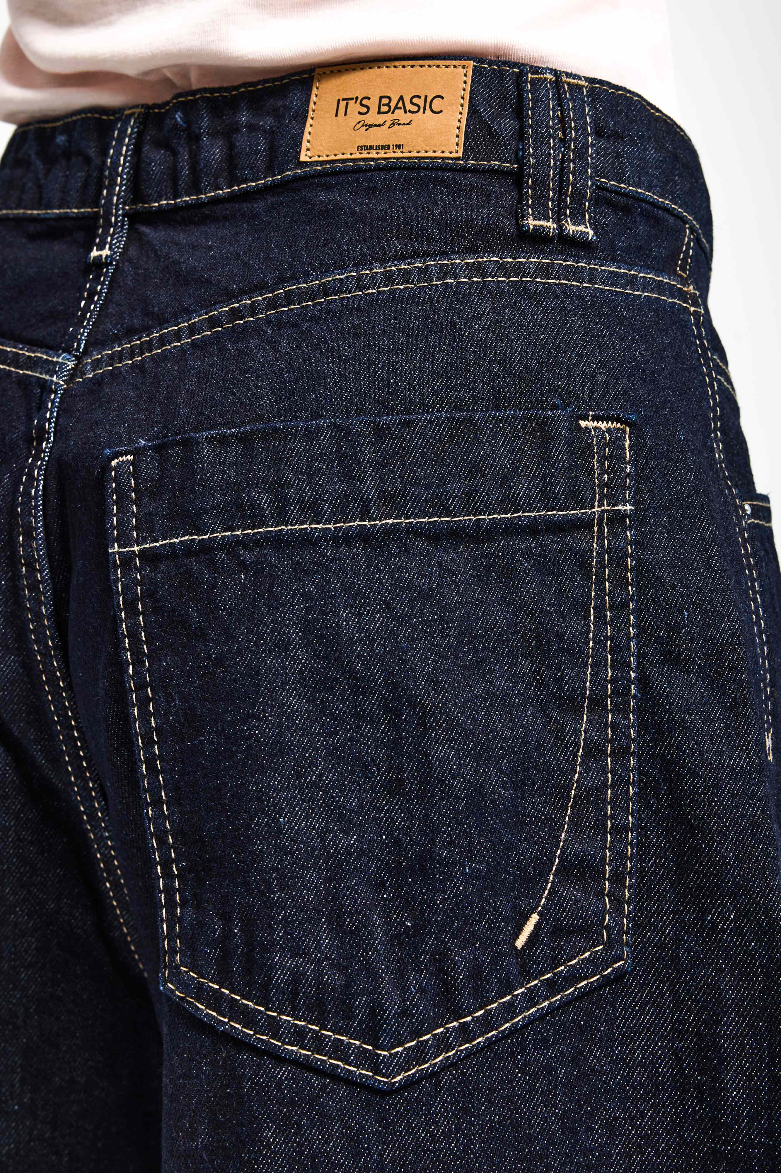 It's Basic Kadın İndigo Selvedge 7s6-50 Baggy Low Rise Fit Tokyo %100 Pamuk Denim Jean görsel 6