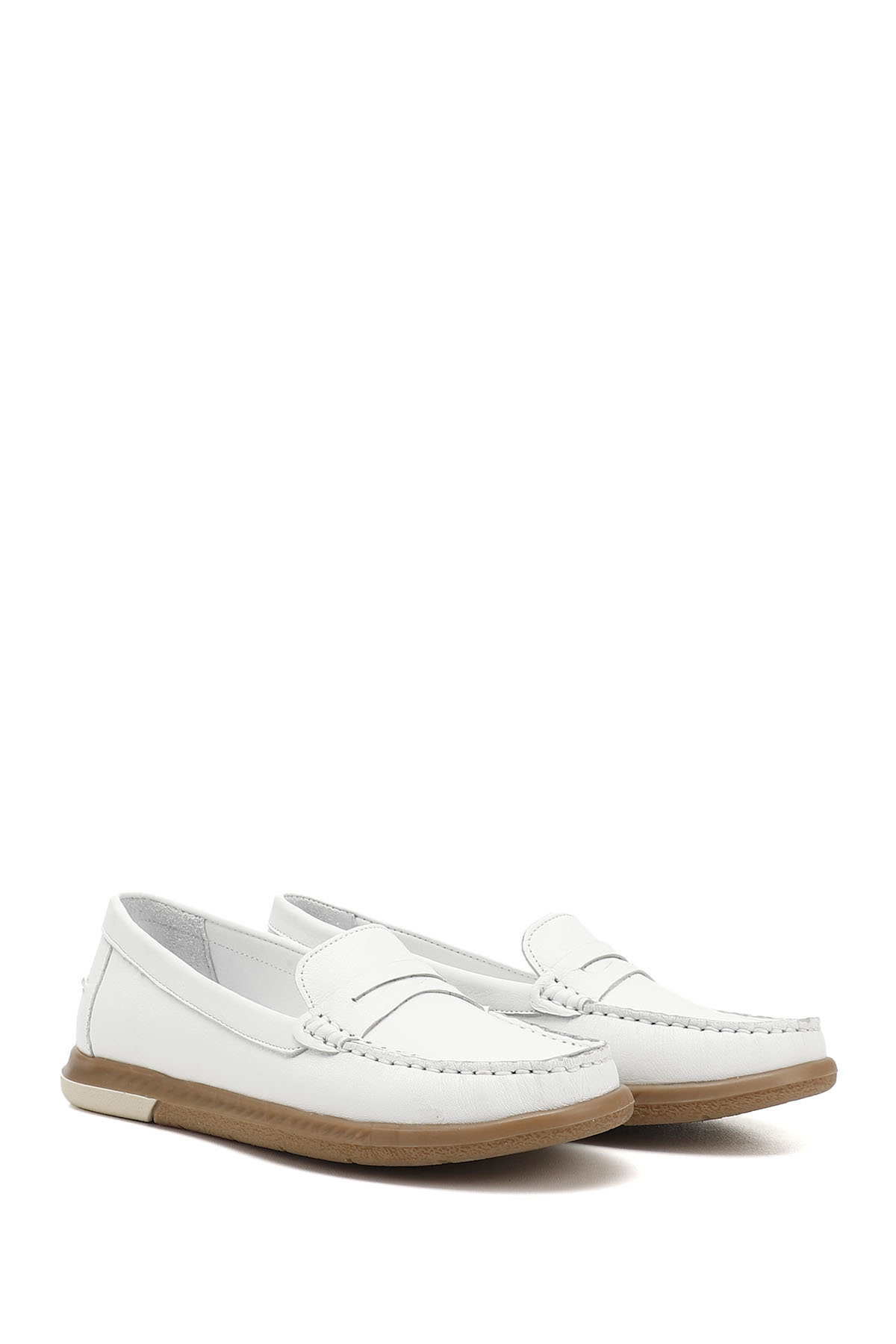 GÖNDERİ(R) Kadın BEYAZ-AÇIK GRİ Rok Hakiki Deri Comfort Loafer görsel 2