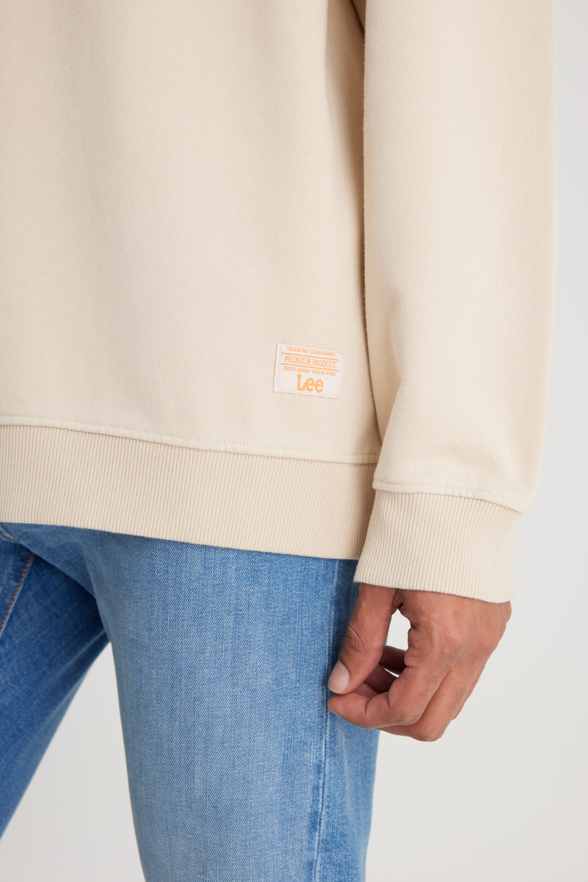 Lee Loose Fit Bisiklet Yaka %100 Pamuk Ekru Sweatshirt görsel 4