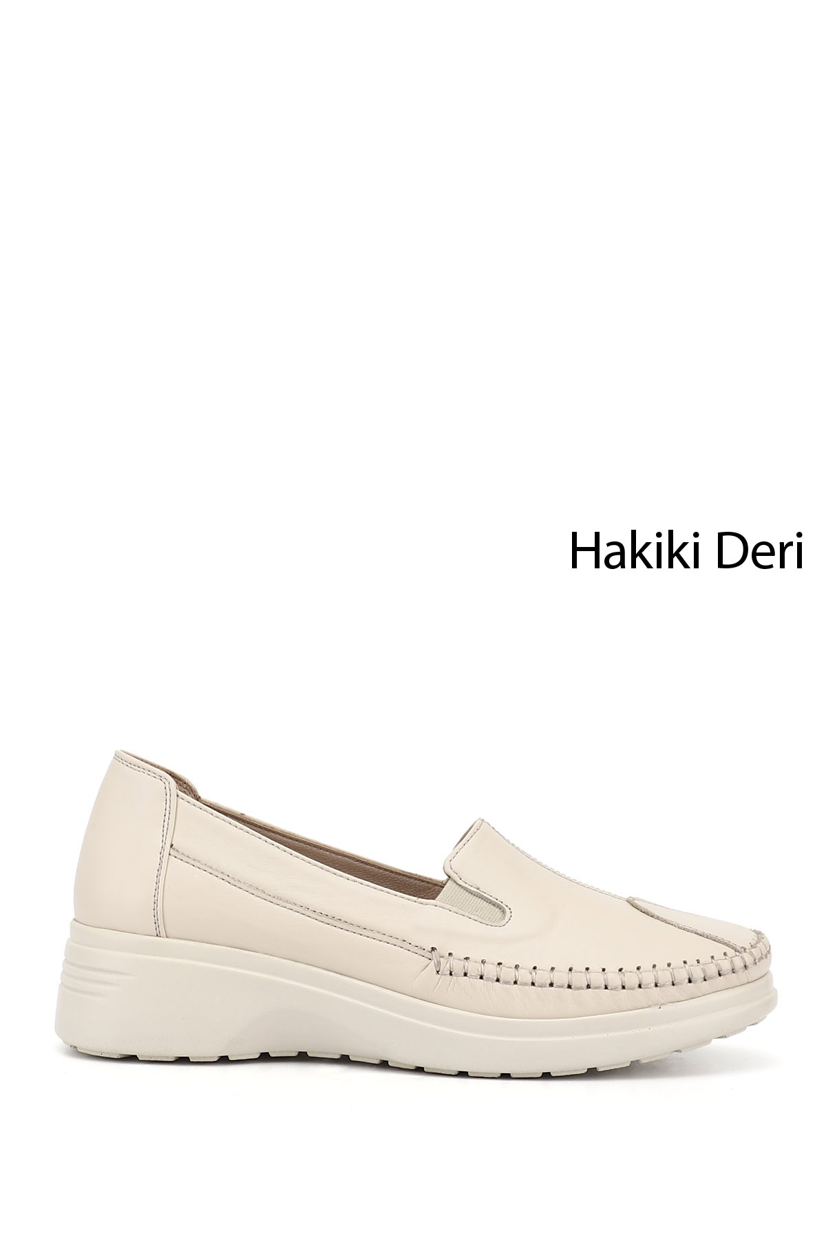 GÖNDERİ(R) Kadın YENİ BEJ Dolgu Taban Hakiki Deri Comfort Ayakkabı