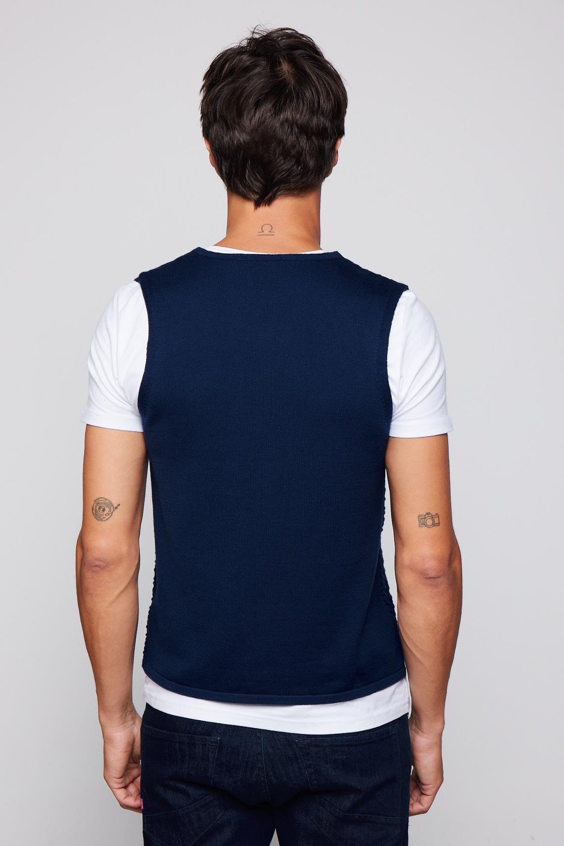 TUDORS Slim Fit Desenli Lacivert Erkek Yelek görsel 5