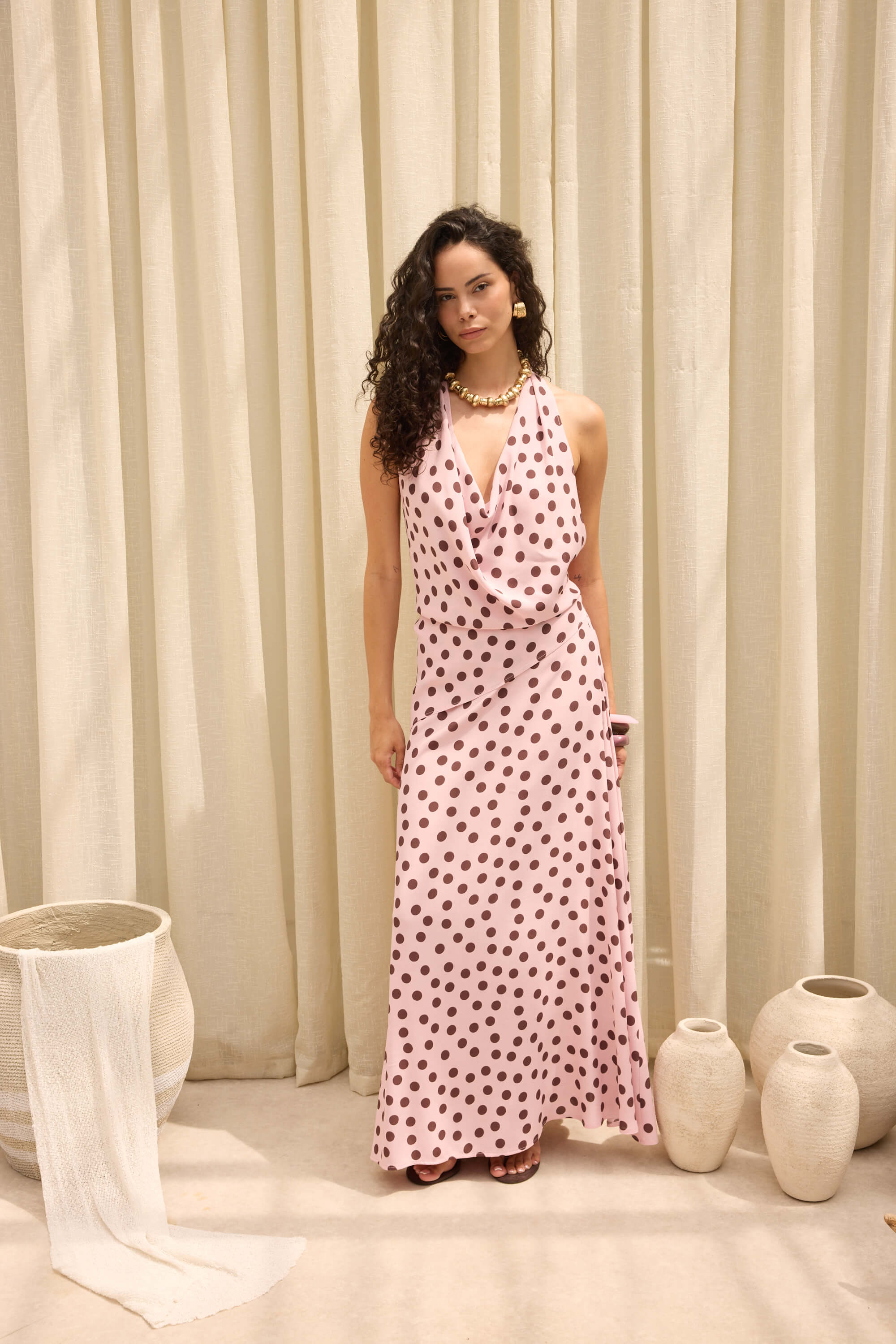 Mai Collection Manon Puantiyeli Pembe Crop Etek Takım görsel 2
