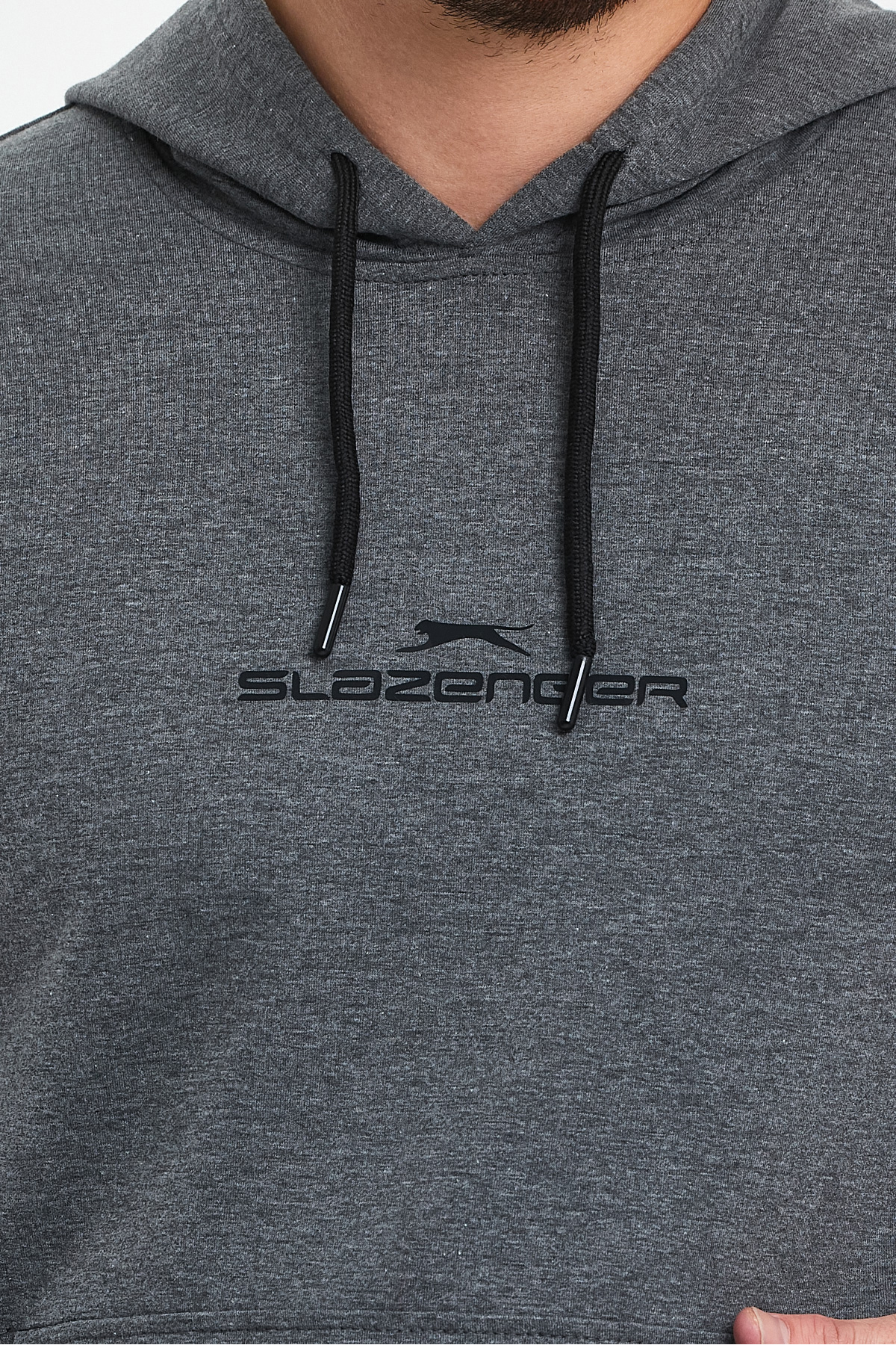 SLAZENGER ONCA Erkek Kapüşonlu Sweatshirt Hoodie Koyu Gri görsel 4