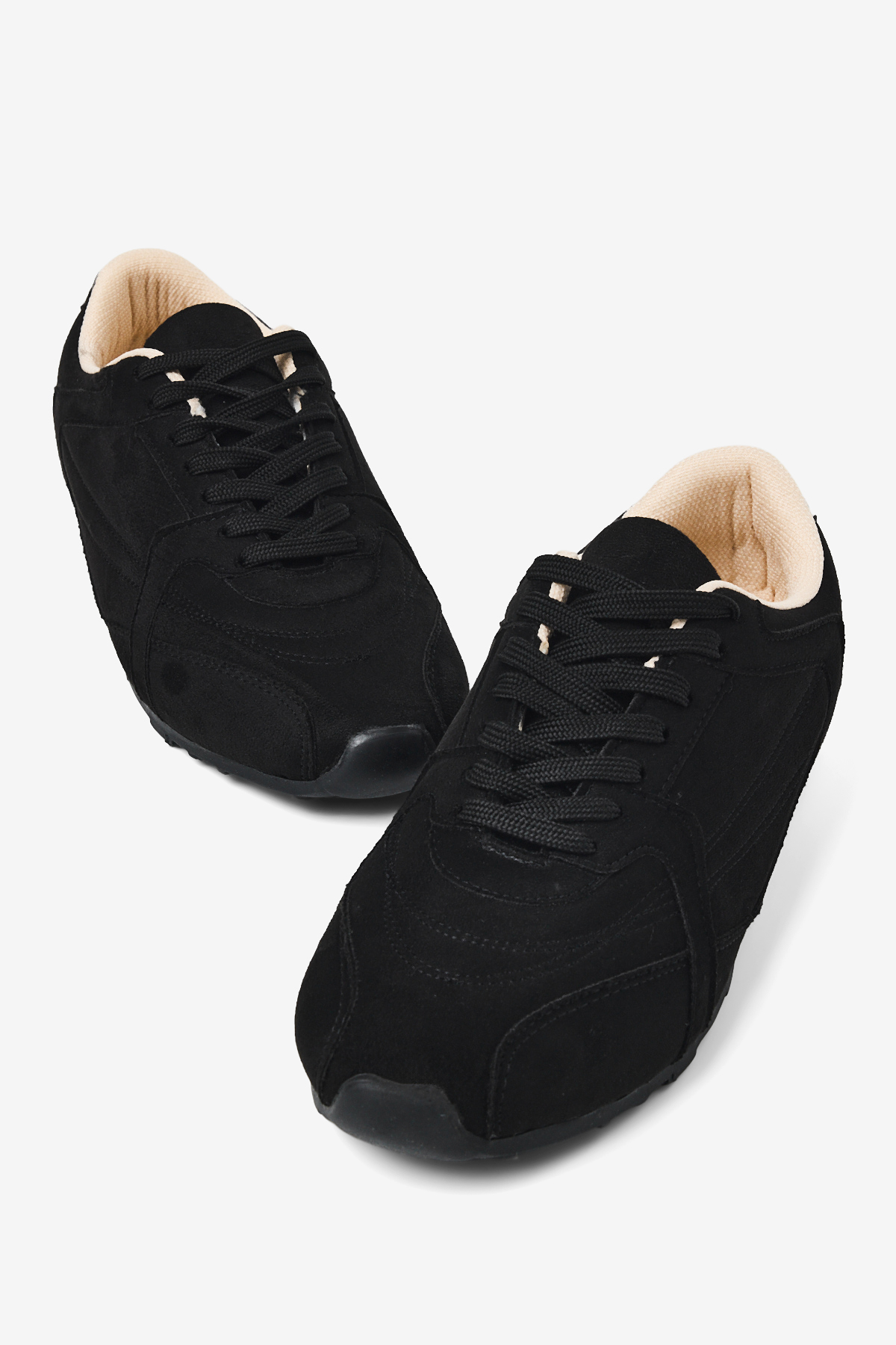 TONNY BLACK Kadın Siyah Süet Kauçuk Taban Nefes Alabilen Bağcıklı Sneaker görsel 2