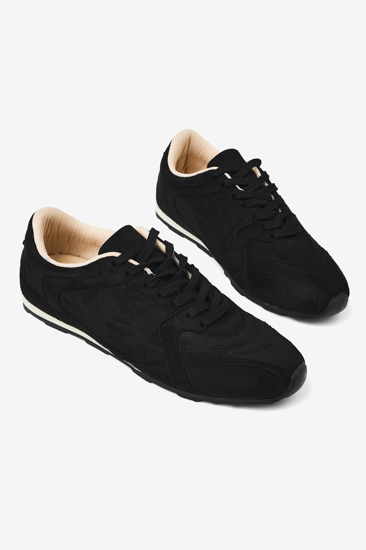 TONNY BLACK Kadın Siyah Süet Kauçuk Taban Nefes Alabilen Bağcıklı Sneaker görsel 4