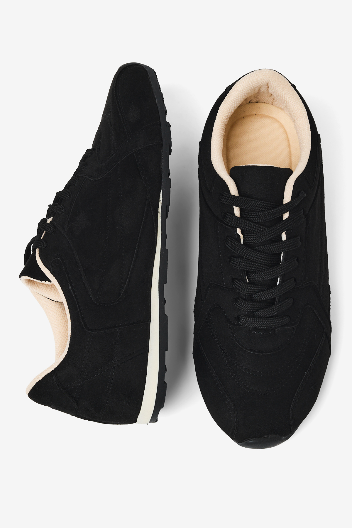 TONNY BLACK Kadın Siyah Süet Kauçuk Taban Nefes Alabilen Bağcıklı Sneaker görsel 5