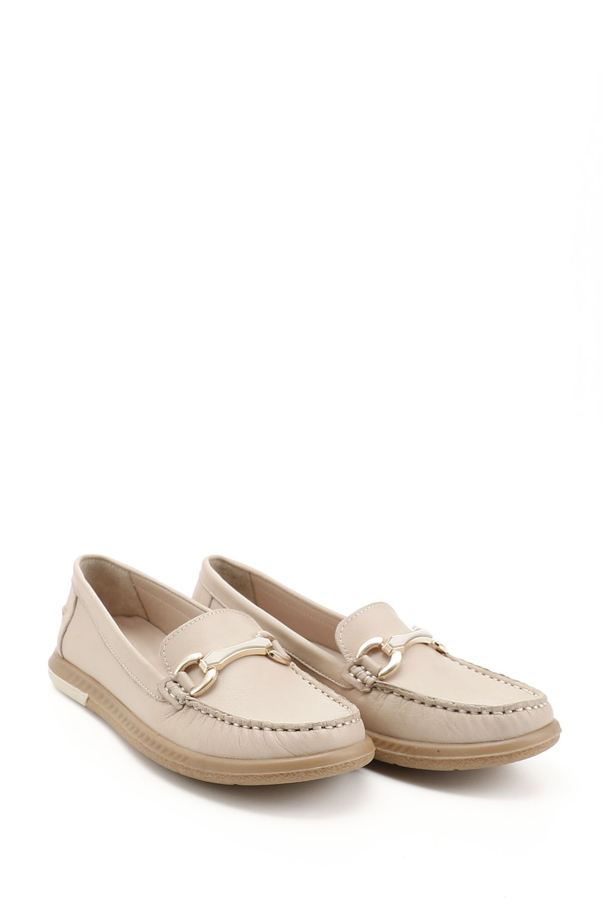 GÖNDERİ(R) Kadın BEJ-TEN RENGİ Tokalı Rok Hakiki Deri Comfort Loafer görsel 2