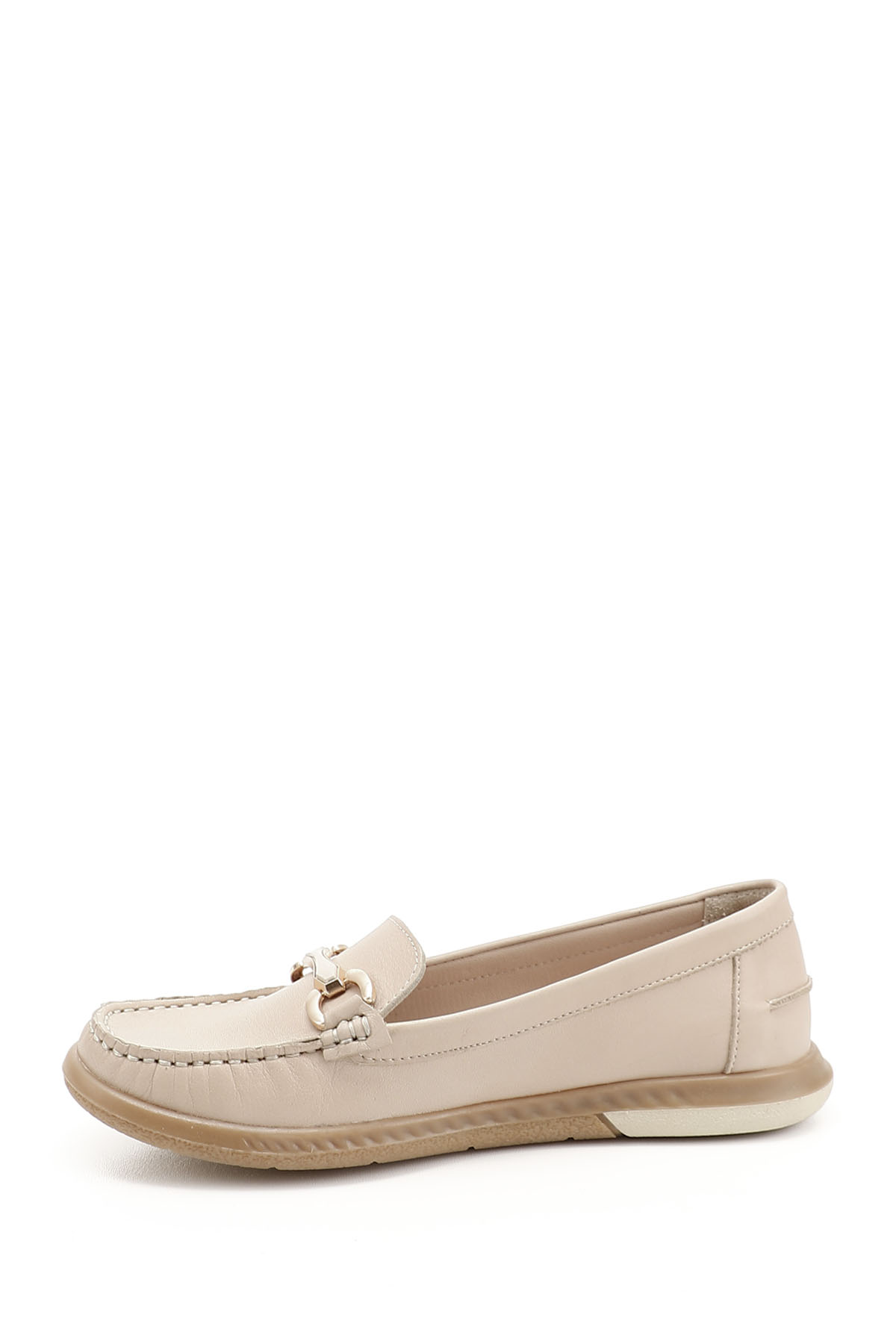 GÖNDERİ(R) Kadın BEJ-TEN RENGİ Tokalı Rok Hakiki Deri Comfort Loafer görsel 3