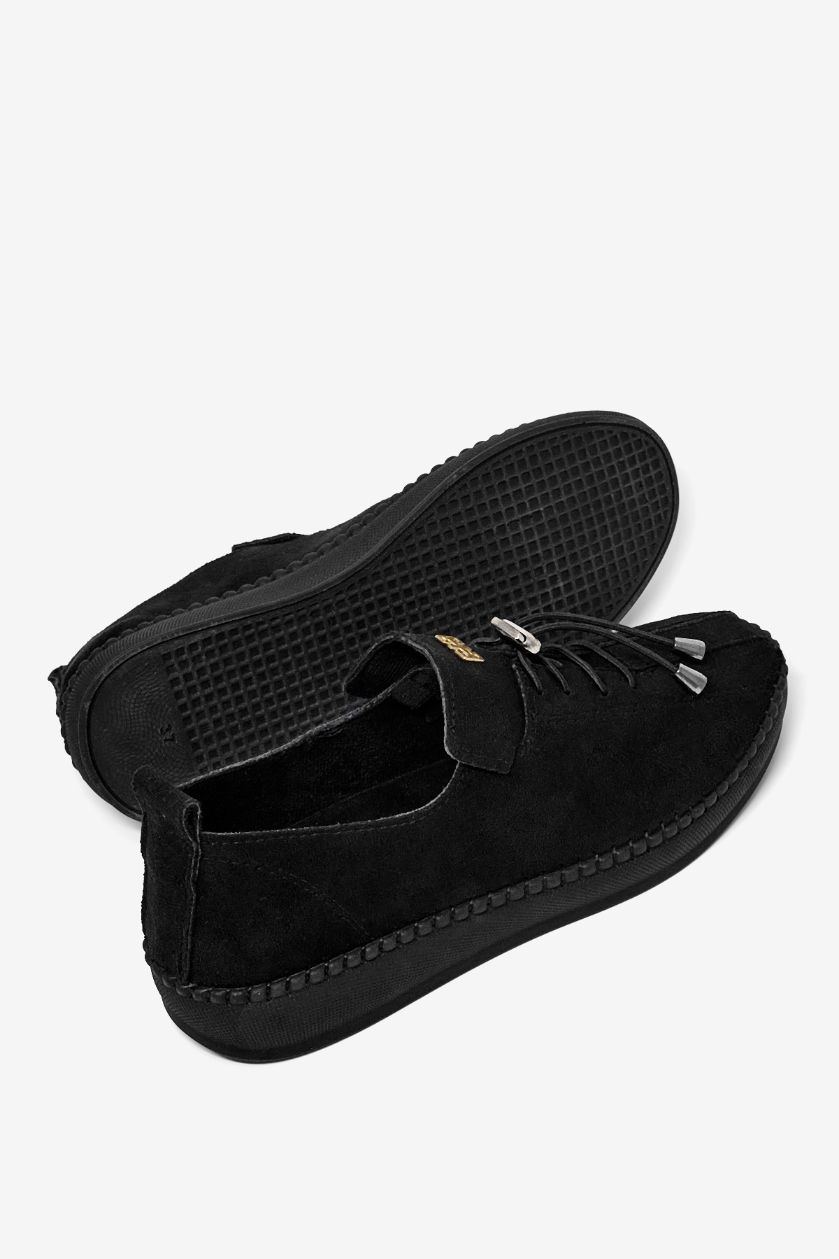 TONNY BLACK Kadın Siyah Rahat Kalıp Taş Detaylı Bağcıklı Loafer görsel 4