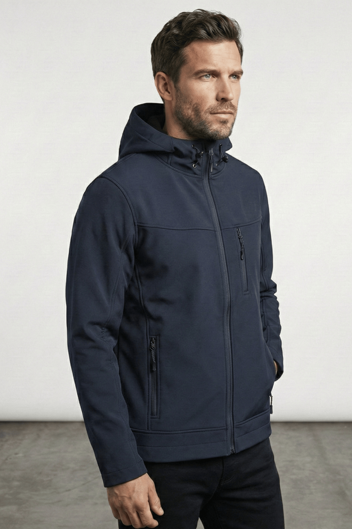 Genius Store Erkek Mont İçi Polarlı Softshell Mont Su ve Rüzgar Geçirmez Kapüşonlu Spor Mont görsel 2