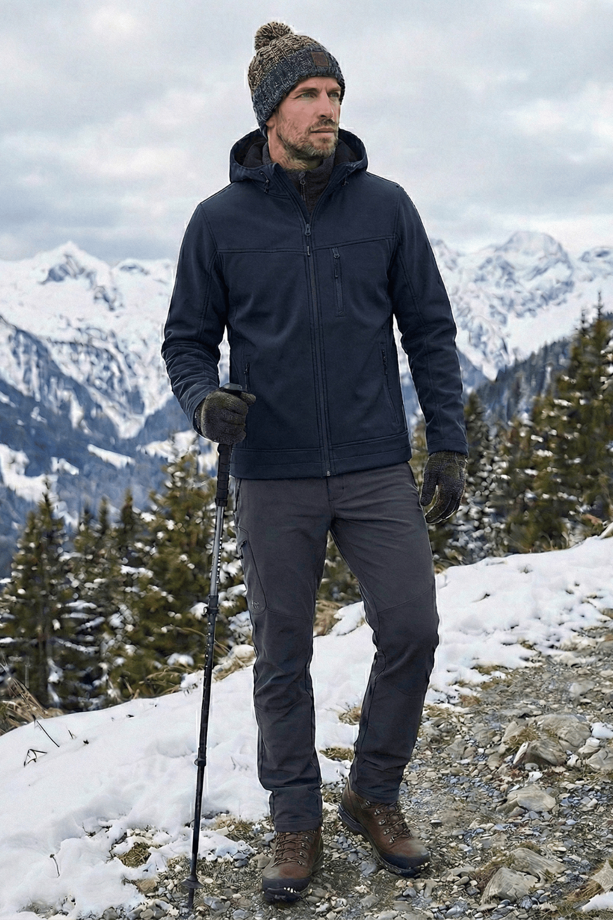 Genius Store Erkek Mont İçi Polarlı Softshell Mont Su ve Rüzgar Geçirmez Kapüşonlu Spor Mont görsel 4