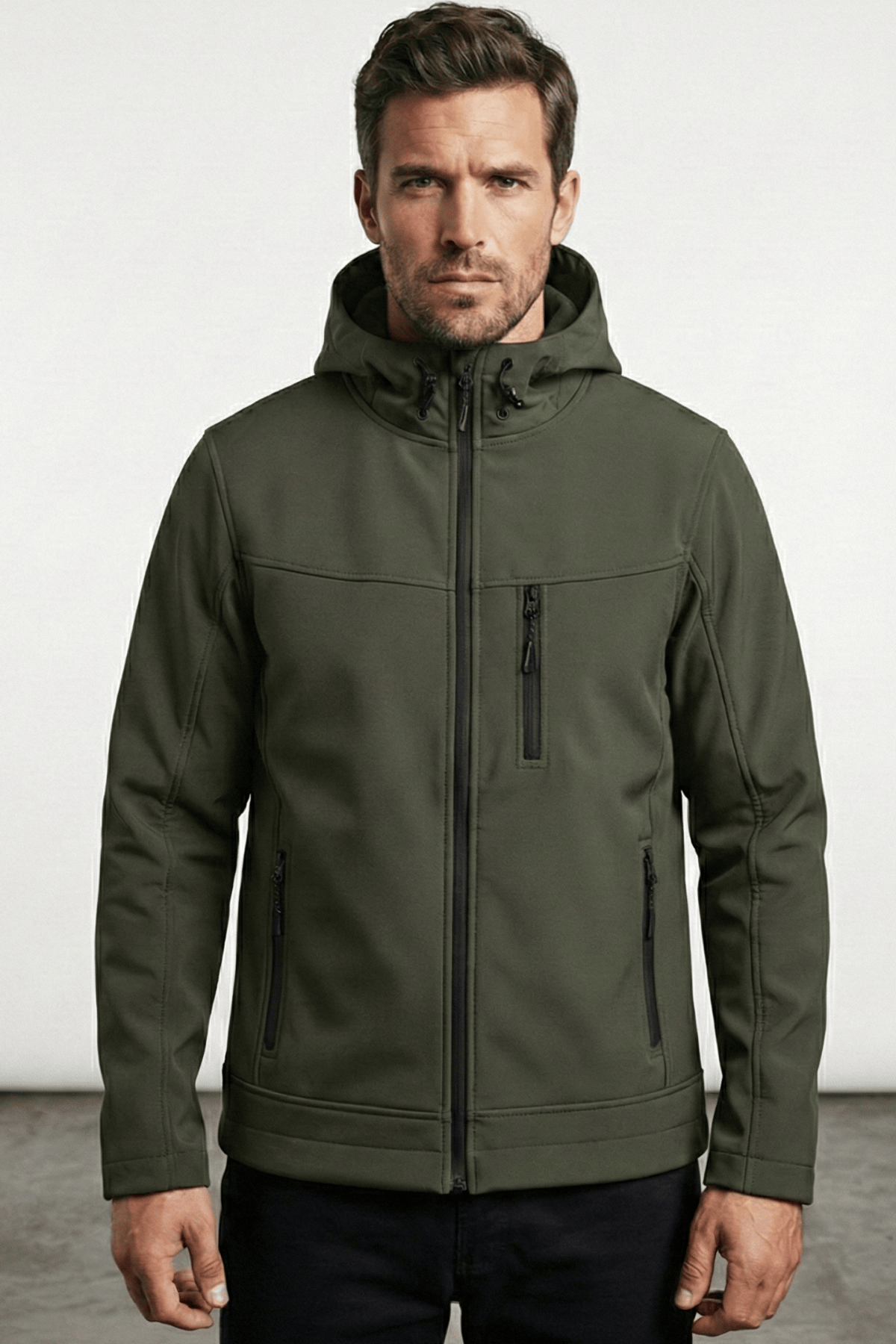 Genius Store Erkek Mont İçi Polarlı Softshell Mont Su ve Rüzgar Geçirmez Kapüşonlu Spor Mont