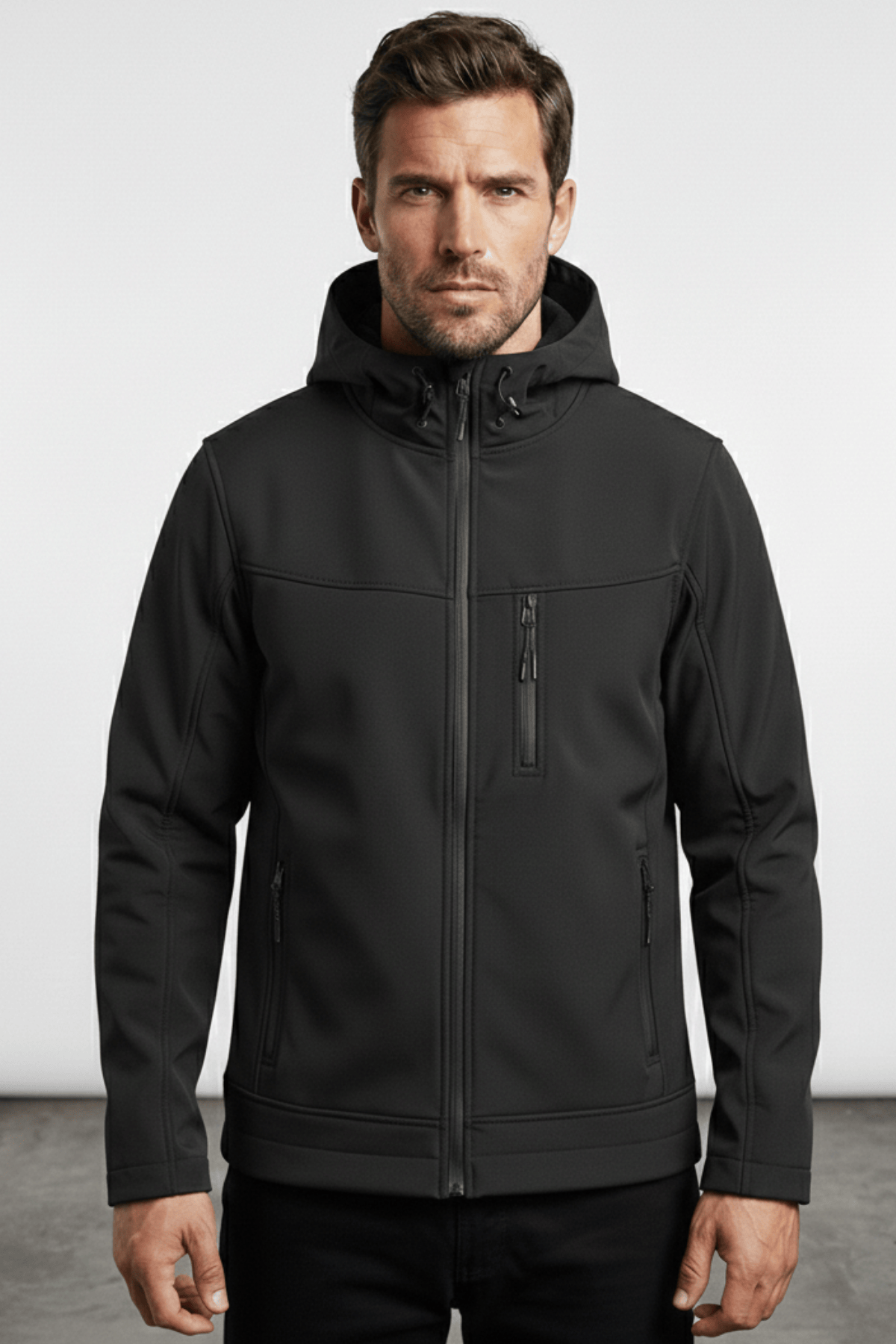 Genius Store Erkek Mont İçi Polarlı Softshell Mont Su ve Rüzgar Geçirmez Kapüşonlu Spor Mont