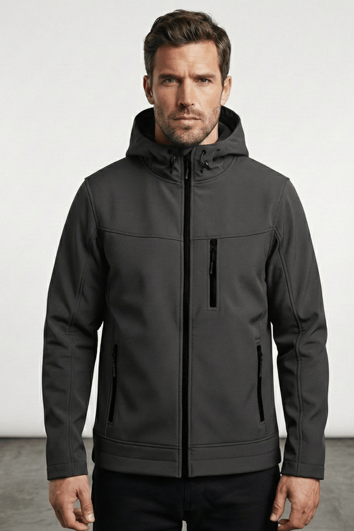 Genius Store Erkek Mont İçi Polarlı Softshell Mont Su ve Rüzgar Geçirmez Kapüşonlu Spor Mont