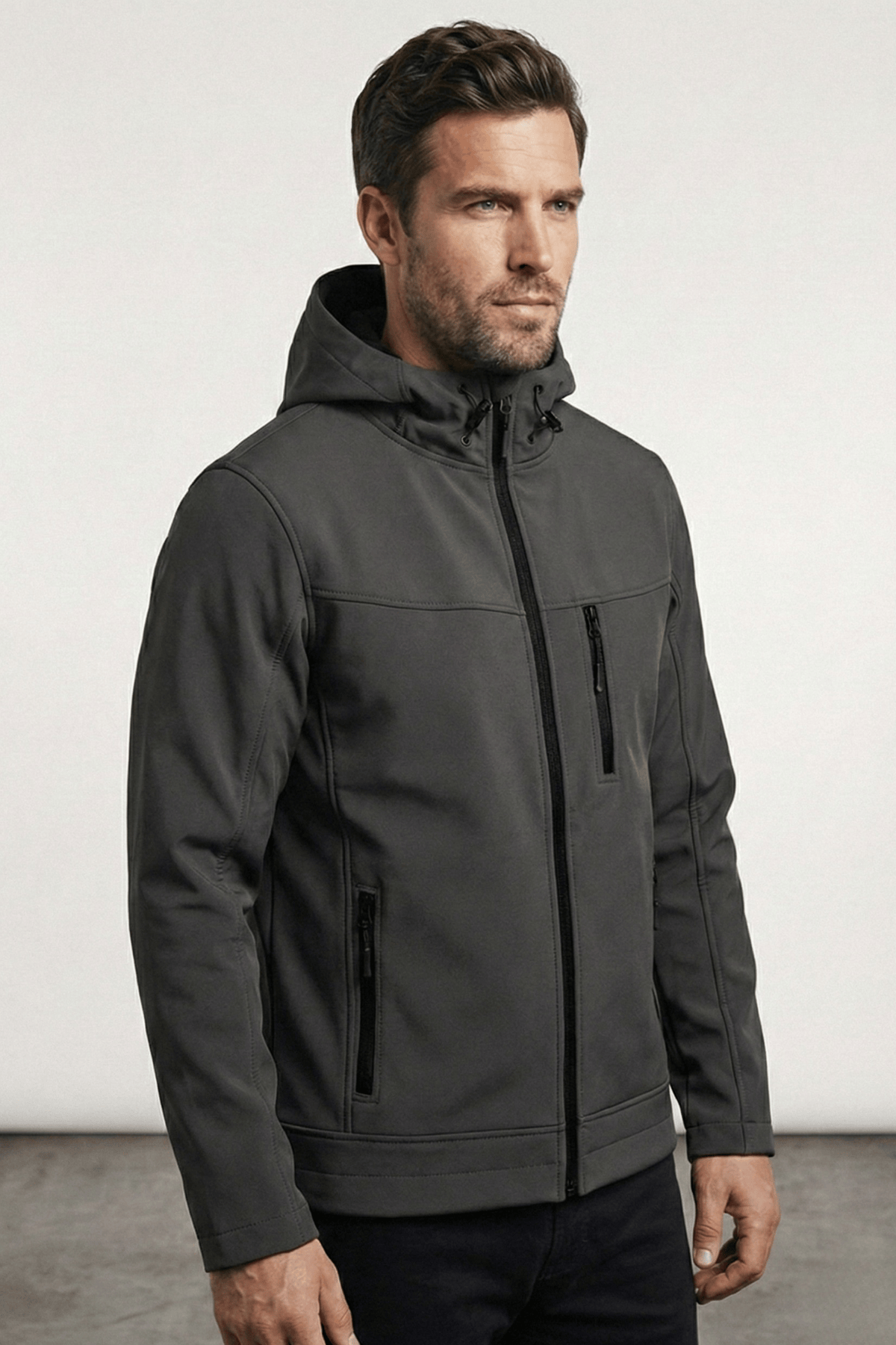 Genius Store Erkek Mont İçi Polarlı Softshell Mont Su ve Rüzgar Geçirmez Kapüşonlu Spor Mont görsel 2