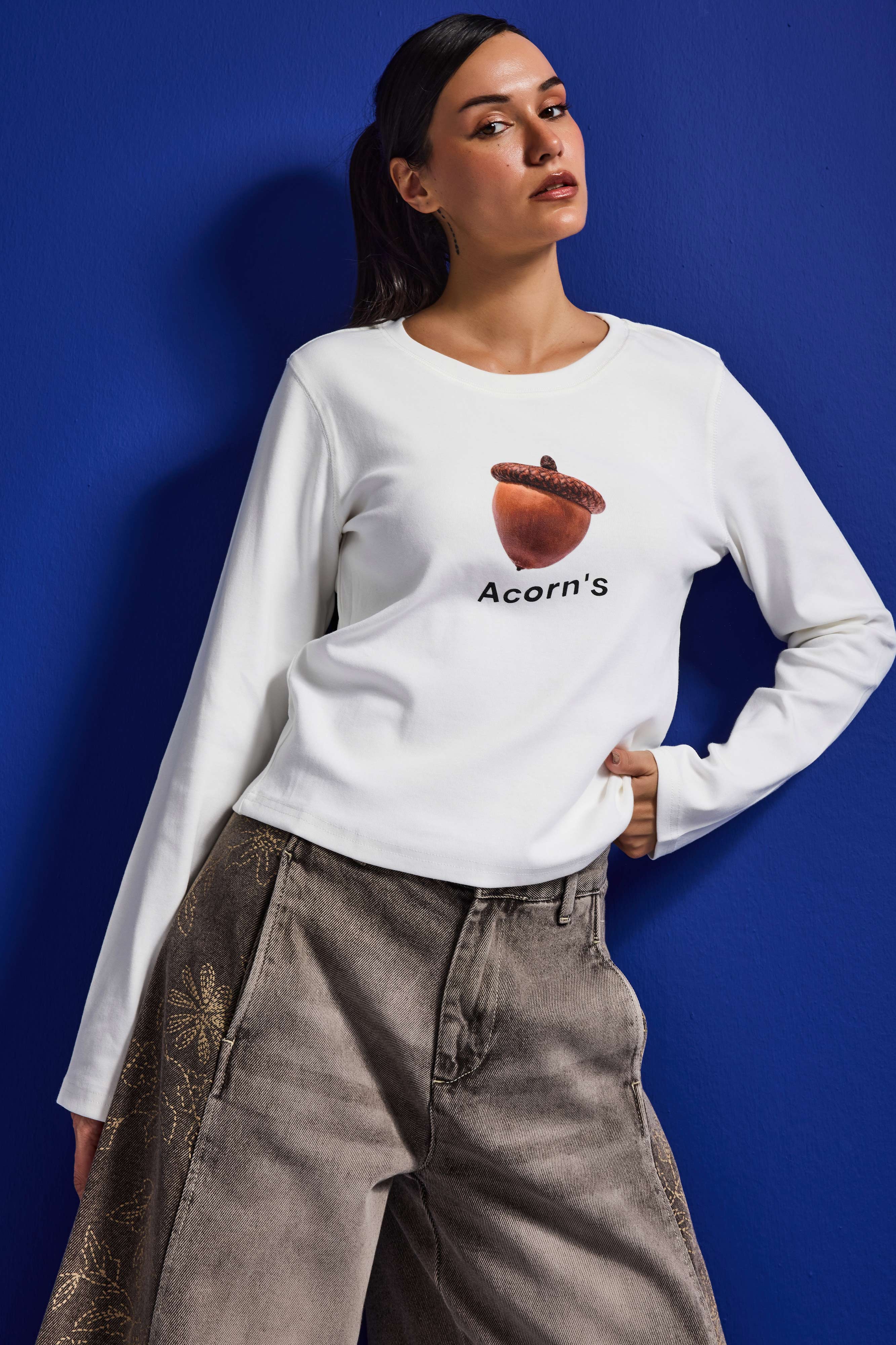 It's Basic Kadın Beyaz w5 Oversize Baskılı %100 Pamuk Sweatshirt