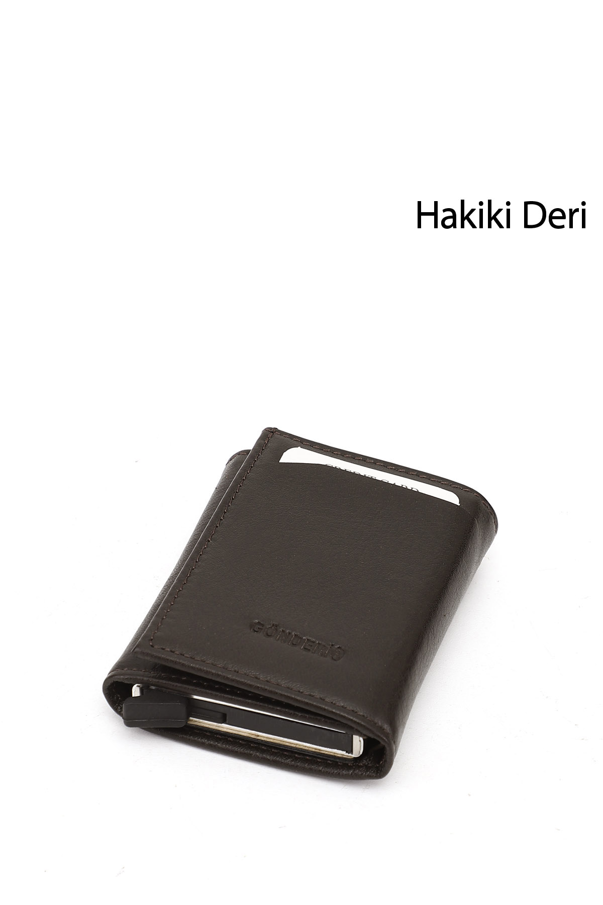 GÖNDERİ(R) Unisex KAHVERENGİ Hakiki Deri Mekanizmalı Cüzdan görsel 2