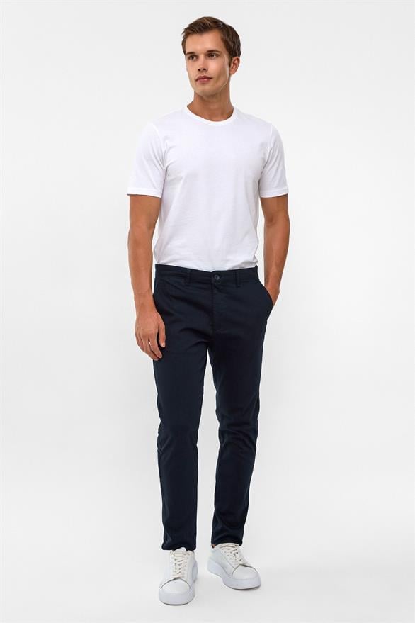 Süvari Lacivert Slim Armürlü Pantolon
