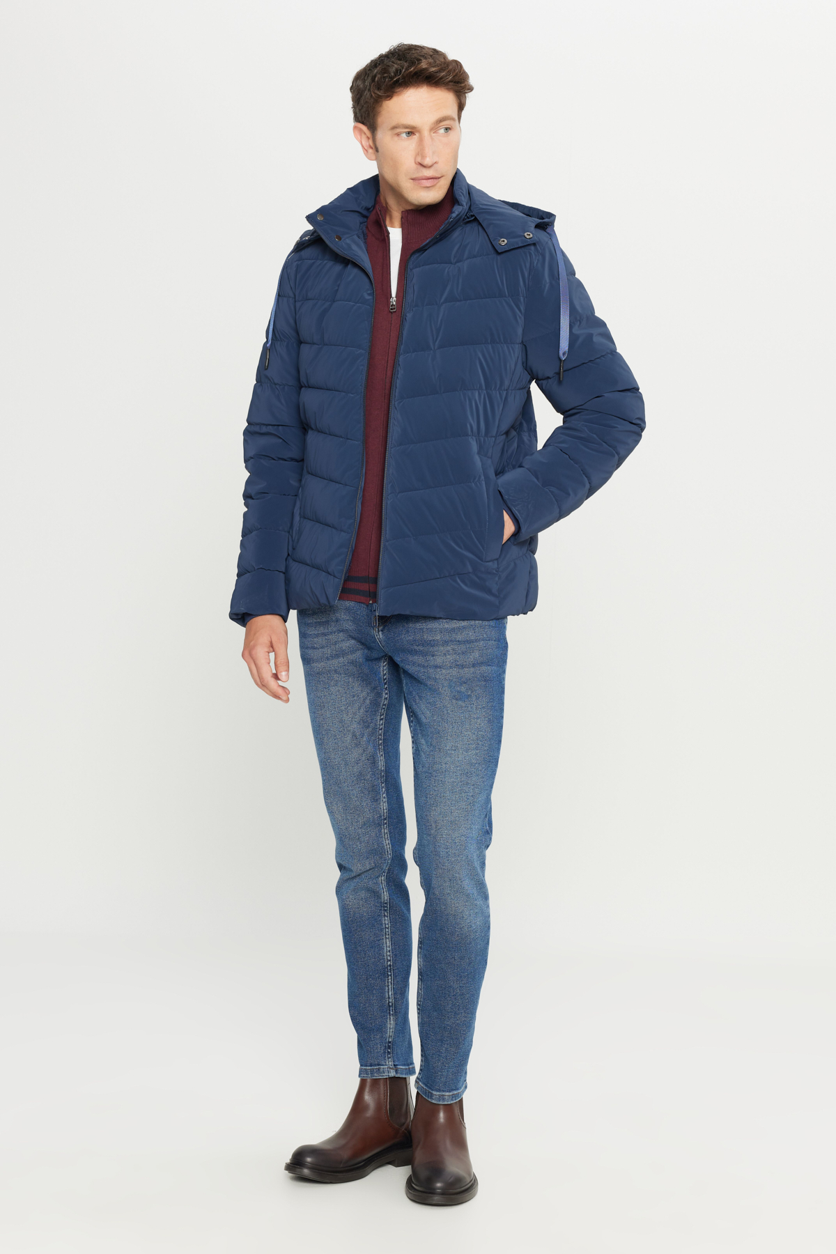 AC&Co / Altınyıldız Classics Erkek Lacivert Standart Fit Normal Kesim Kapüşonlu Yan Cepli görsel 2