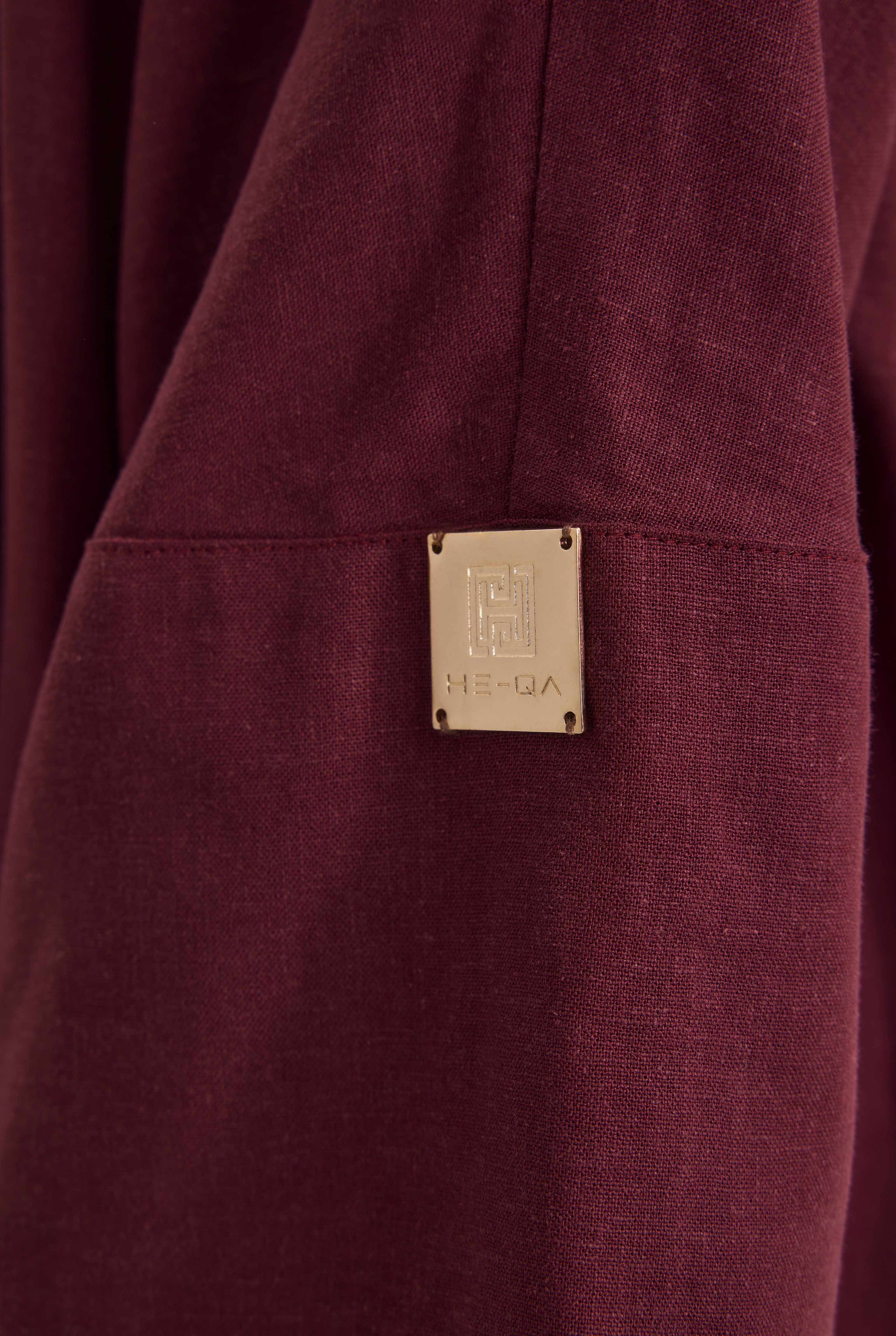 HE-QA Nervür Detaylı Keten Abaya Bordo görsel 5