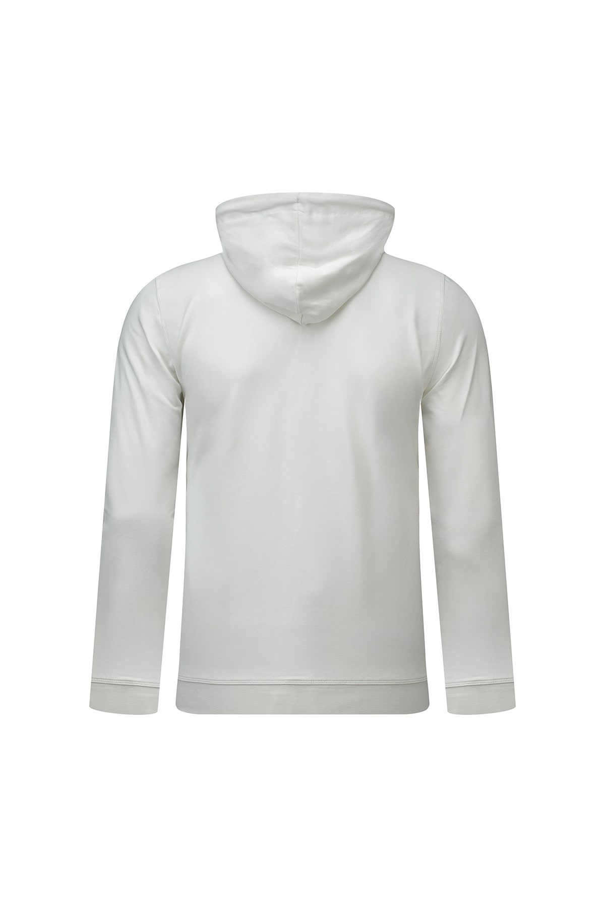 Hatemoğlu Beyaz Regular Fit Pamuklu Kapüşonlu Sweatshirt görsel 3