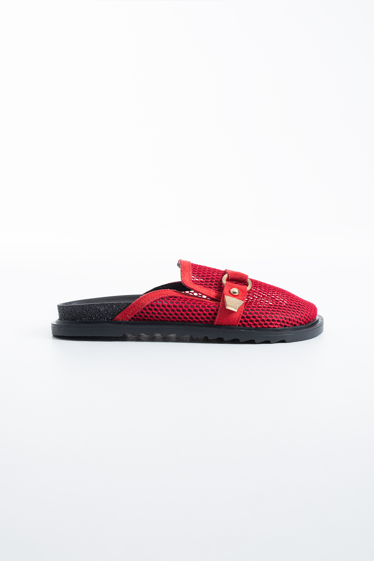 DUXAL SHOES Skye Siyah File Detaylı Tokalı Kadın Terlik Konfor Taban Günlük Sandalet görsel 2