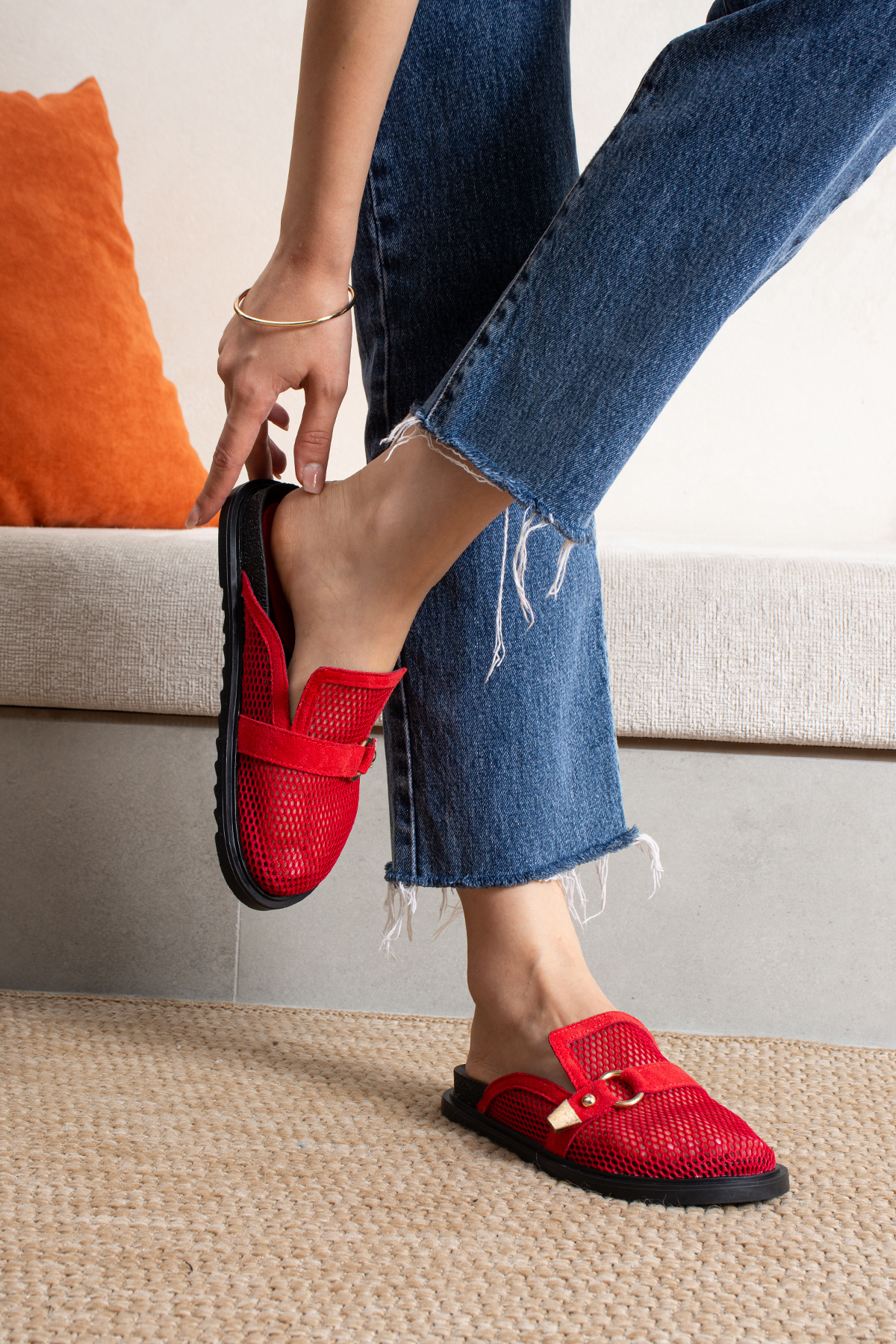DUXAL SHOES Skye Siyah File Detaylı Tokalı Kadın Terlik Konfor Taban Günlük Sandalet görsel 3
