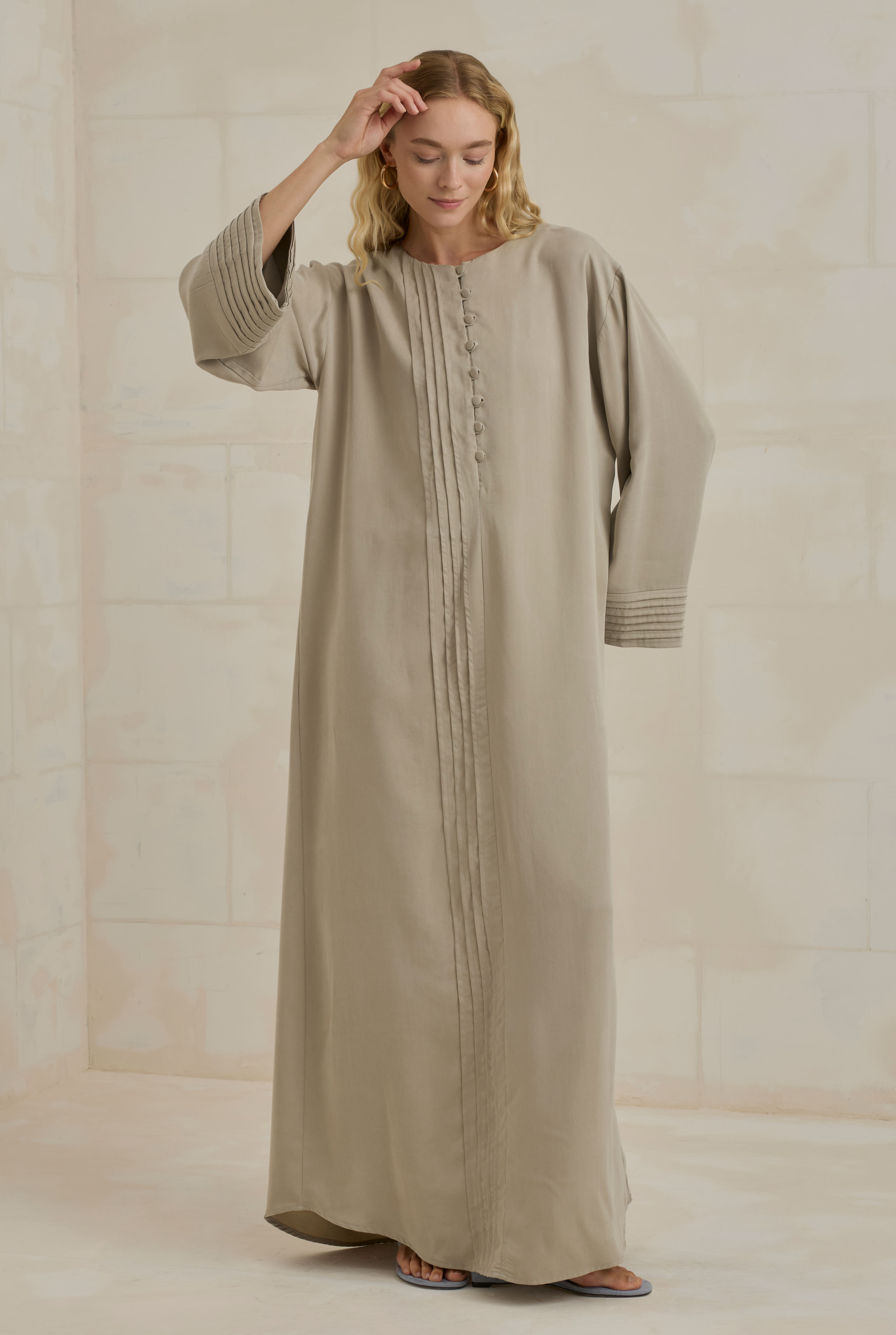 HE-QA Nervürlü Liyosel Abaya Taş görsel 3
