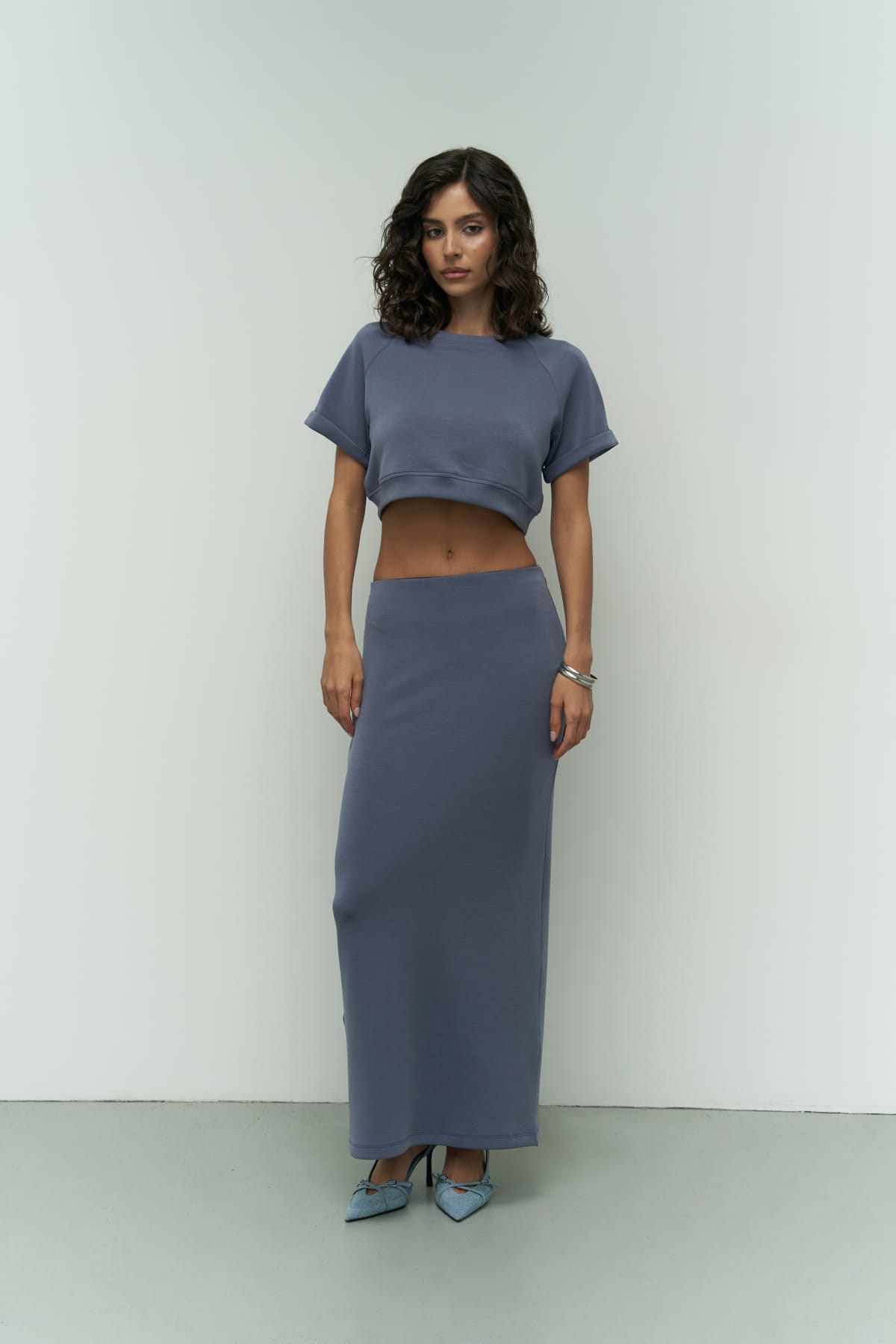 Mai Collection Paloma İndigo Crop Etek Takım