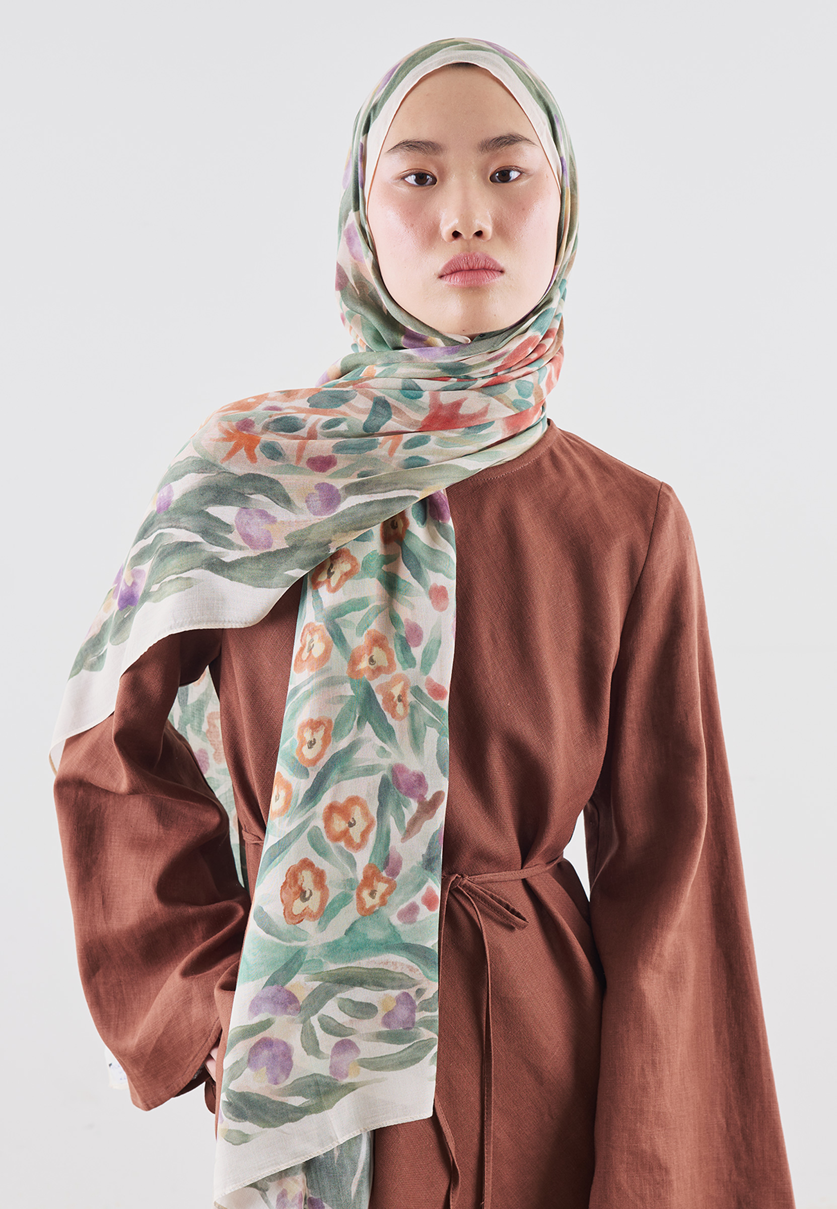Fresh Scarfs Floral Whimsy Desen Rami Viskon Şal Kırmızı