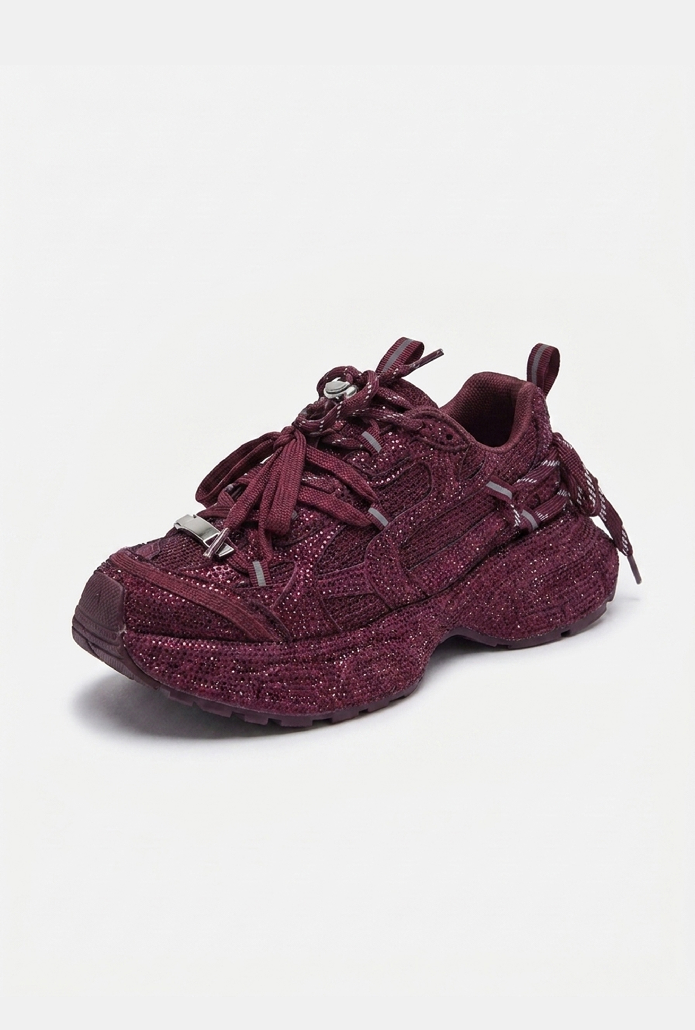 It's Basic Kadın Bordo T11 İthal Işıltılı Taş Kaplama Özel Tasarım Sneaker Ayakkabı