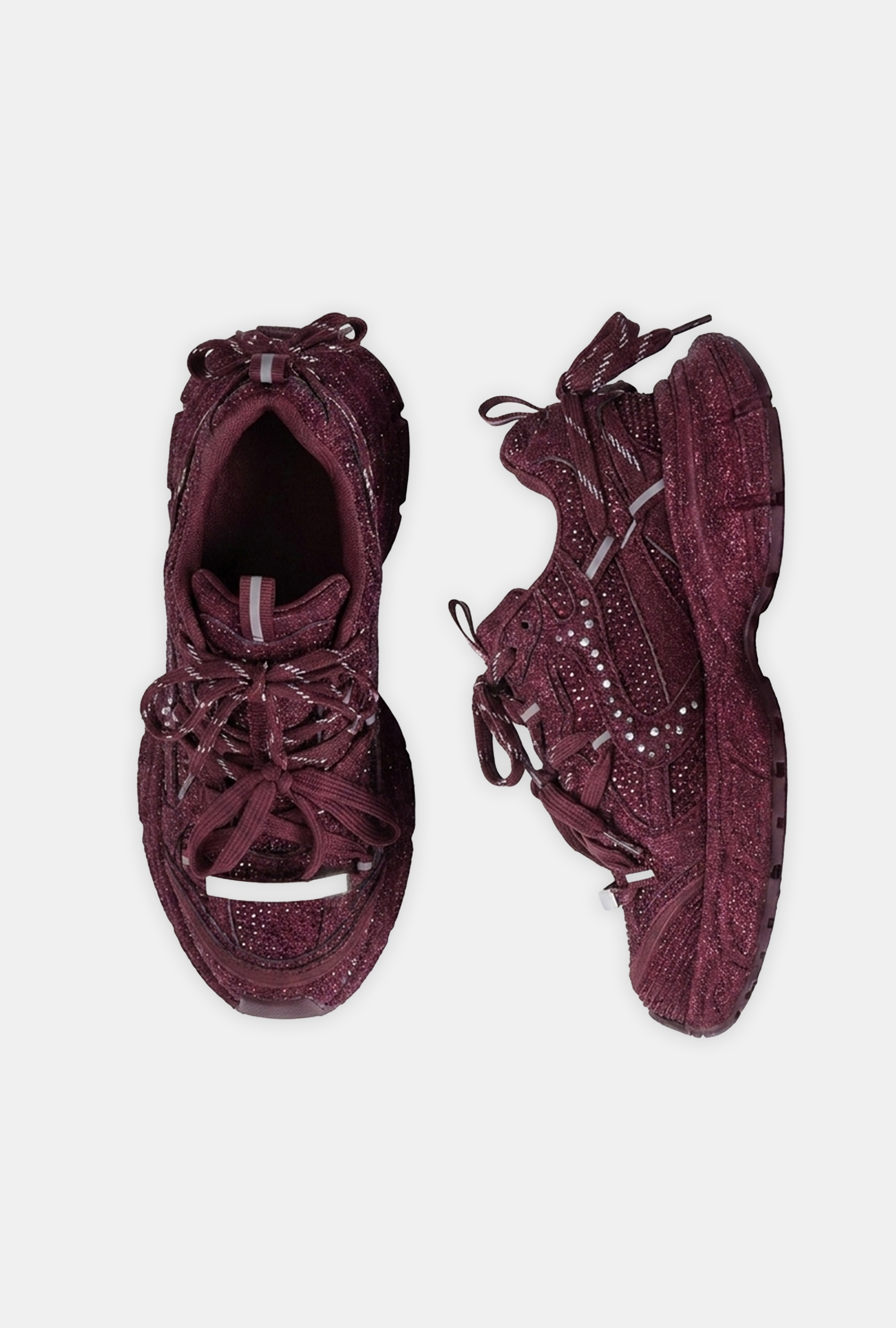 It's Basic Kadın Bordo T11 İthal Işıltılı Taş Kaplama Özel Tasarım Sneaker Ayakkabı görsel 4