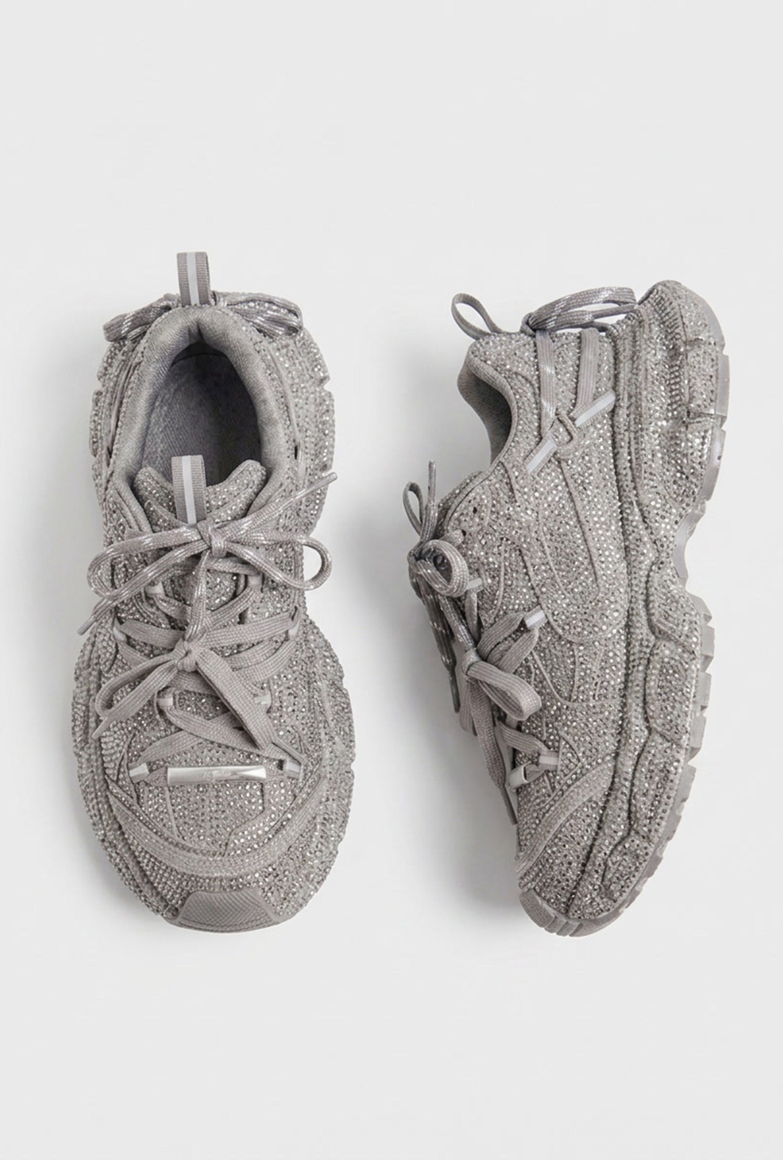 It's Basic Kadın Silver T11 İthal Işıltılı Taş Kaplama Özel Tasarım Sneaker Ayakkabı görsel 2