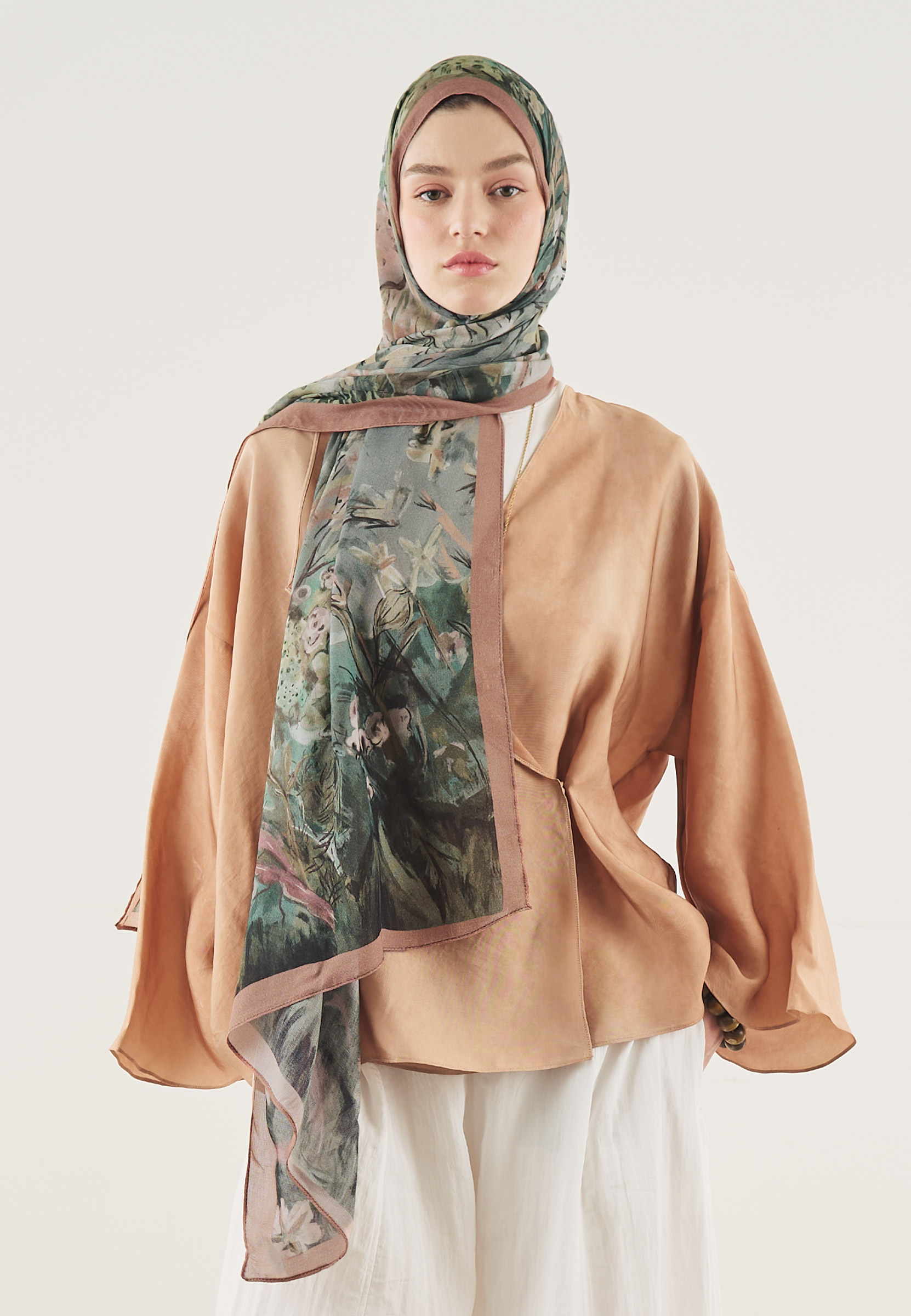 Fresh Scarfs Soft Dream Desen Soft Viskon Şal Somon