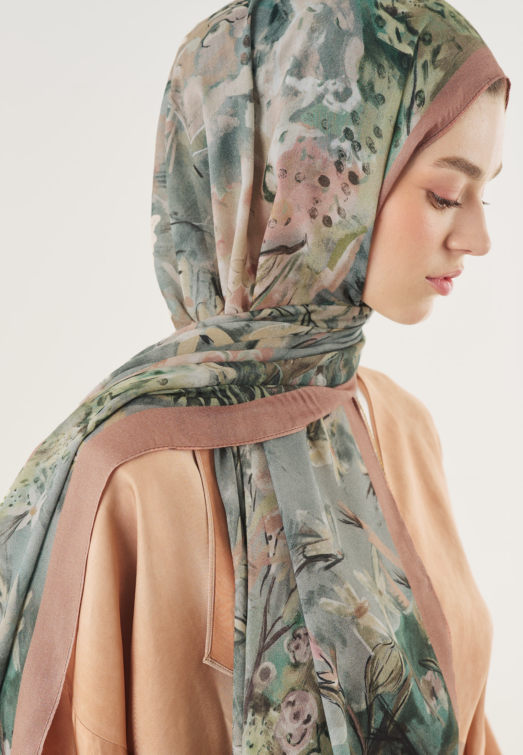 Fresh Scarfs Soft Dream Desen Soft Viskon Şal Somon görsel 4