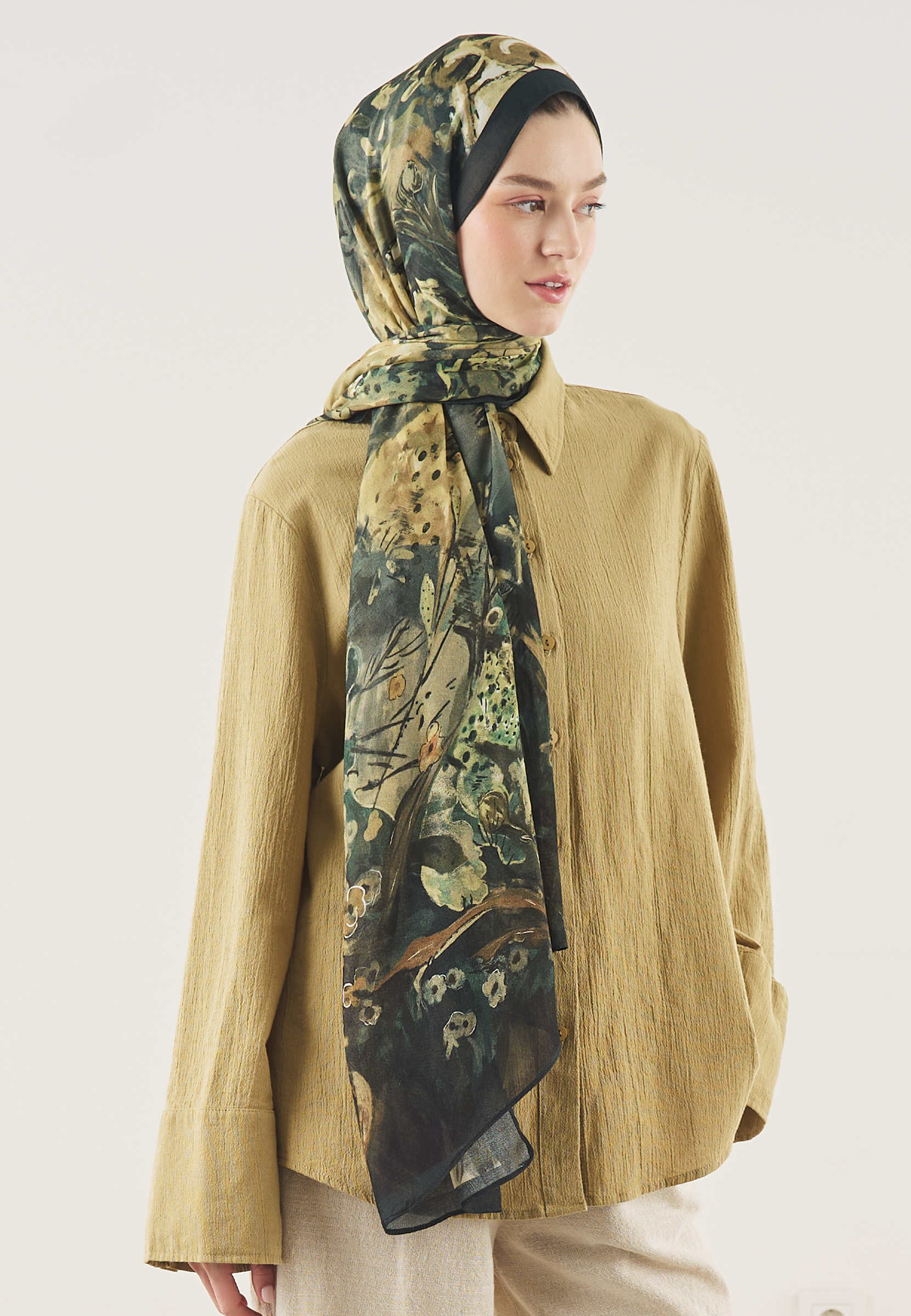 Fresh Scarfs Soft Dream Desen Soft Viskon Şal Kömür