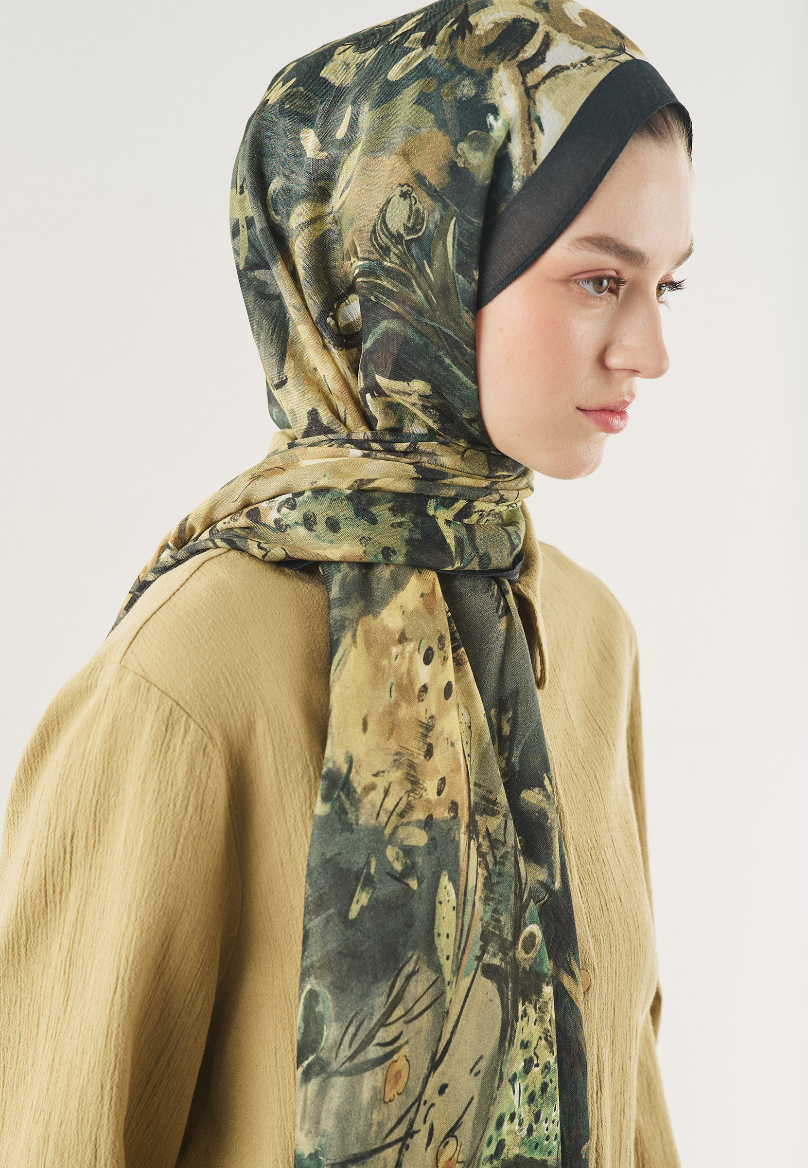 Fresh Scarfs Soft Dream Desen Soft Viskon Şal Kömür görsel 4