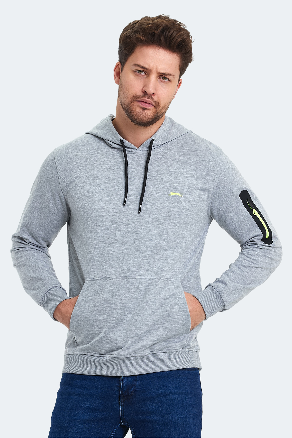 SLAZENGER OZZY Erkek Kapüşonlu Sweatshirt Hoodie Gri