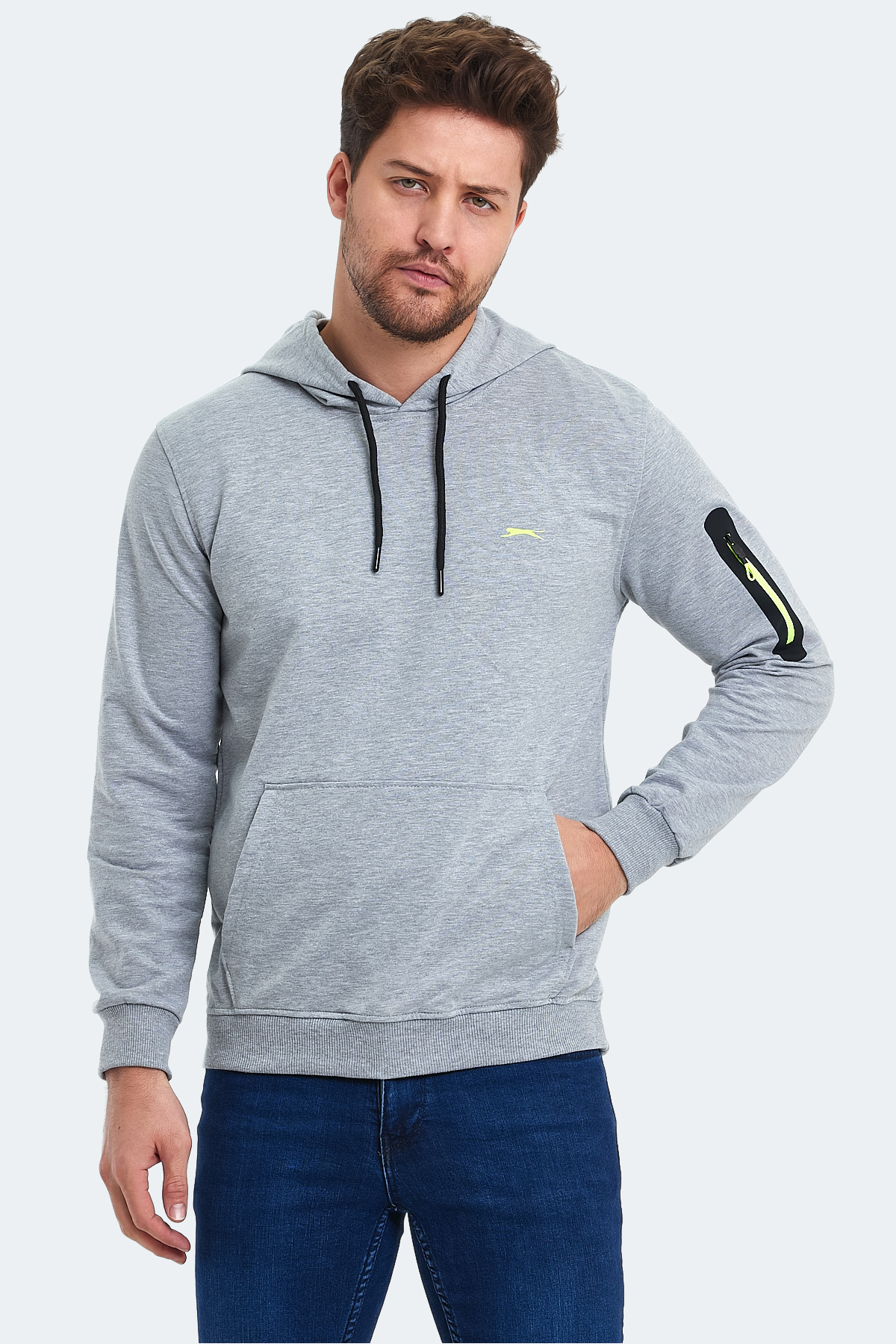 SLAZENGER OZZY Erkek Kapüşonlu Sweatshirt Hoodie Gri görsel 4
