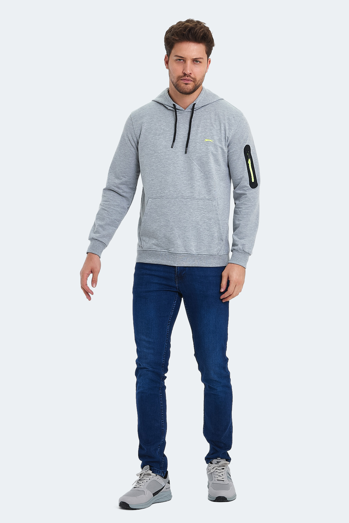 SLAZENGER OZZY Erkek Kapüşonlu Sweatshirt Hoodie Gri görsel 7
